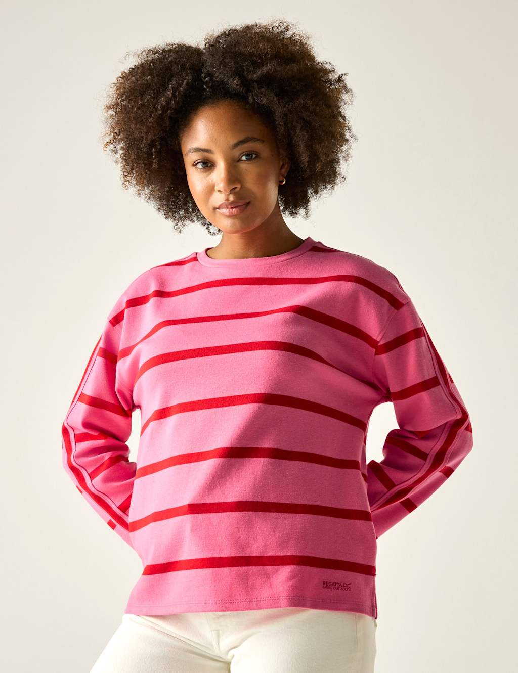 Regatta Women's Avira Cotton Rich Striped Sweatshirt - 12 - Red Mix - Available at M&S
