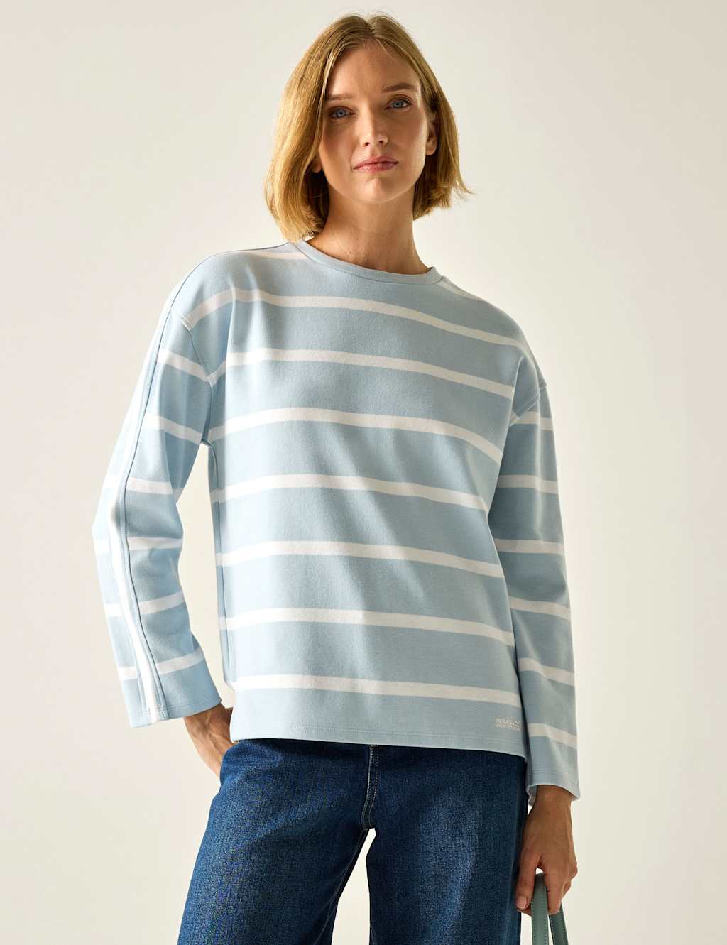 Regatta Women's Avira Cotton Rich Striped Sweatshirt - 18 - Blue Mix - Available at M&S