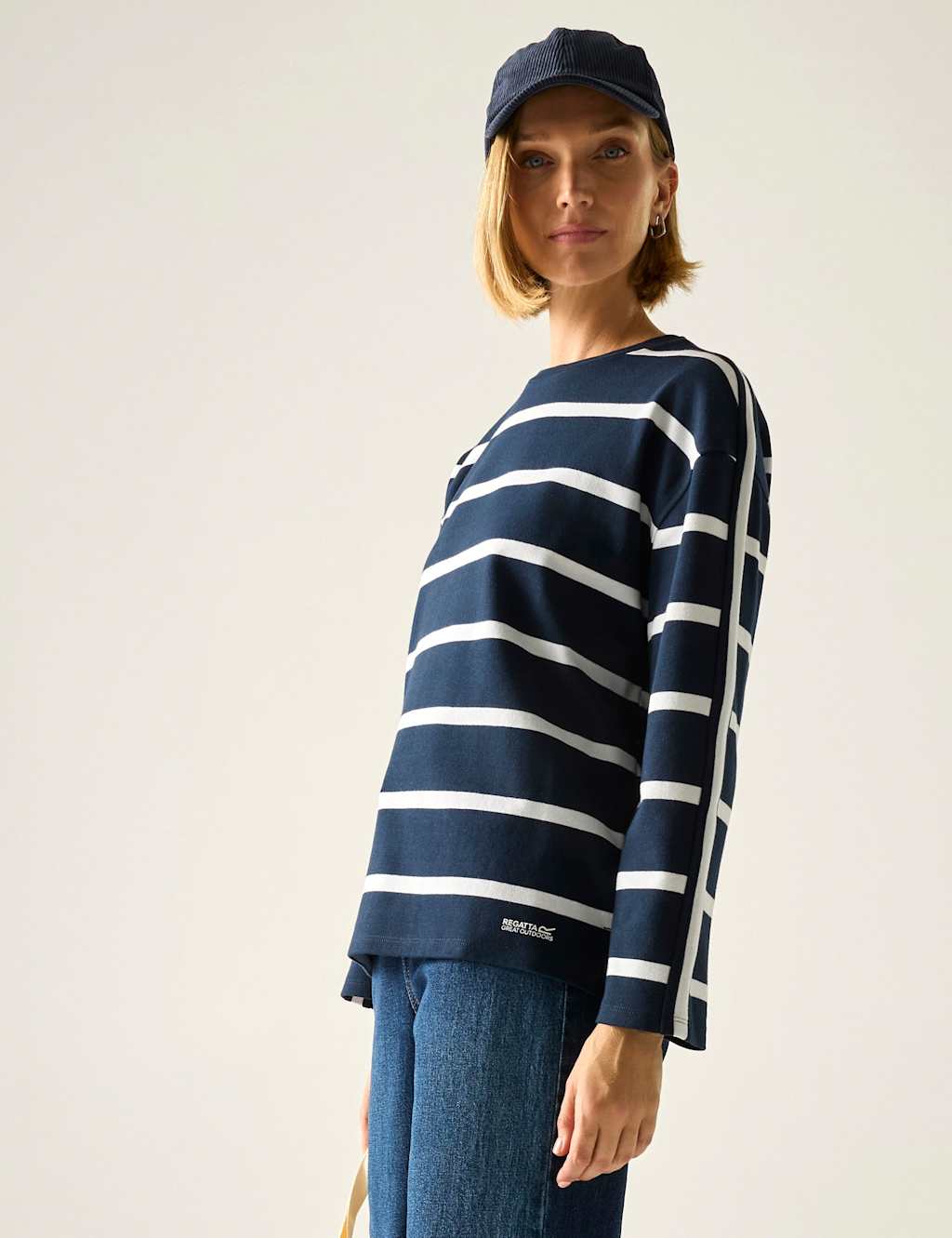 Regatta Women's Avira Cotton Rich Striped Sweatshirt - 12 - Navy Mix - Available at M&S