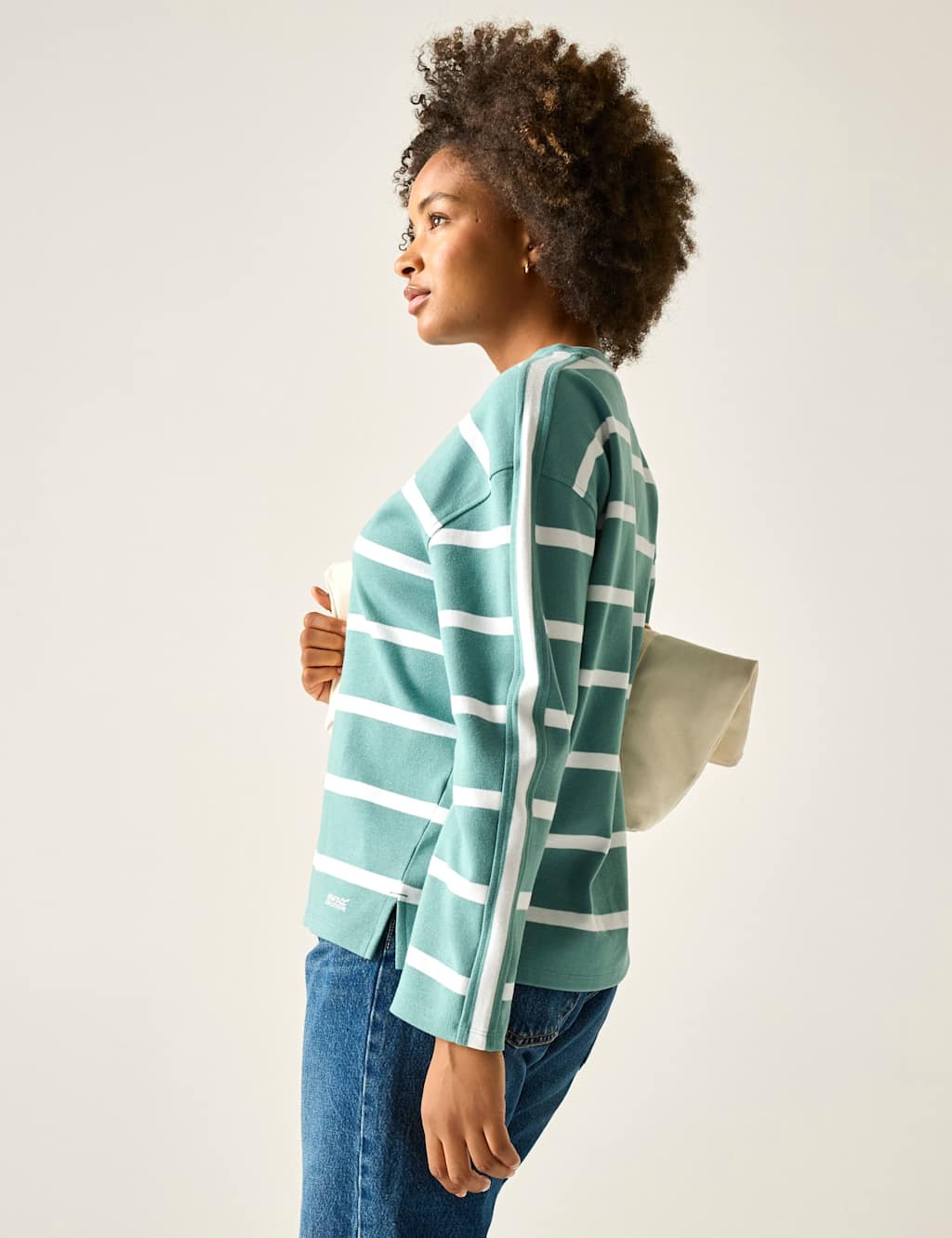 Regatta Women's Avira Cotton Rich Striped Sweatshirt - 12 - Green Mix - Available at M&S