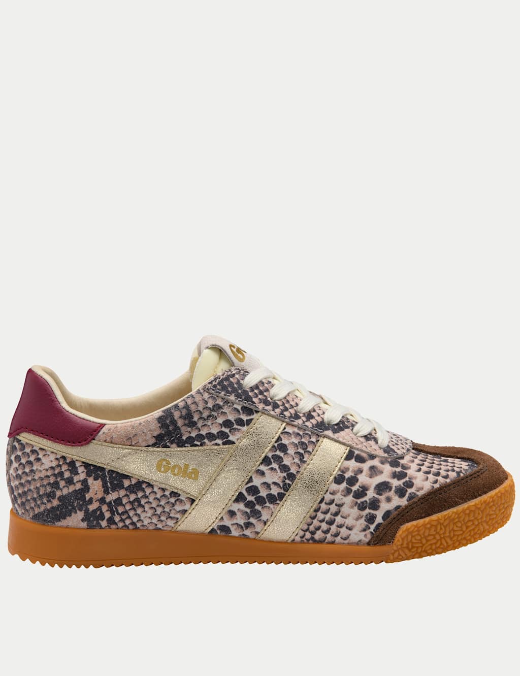 Gola Women's Elan Safari Leather Trainers - 3 - White Mix - Available at M&S