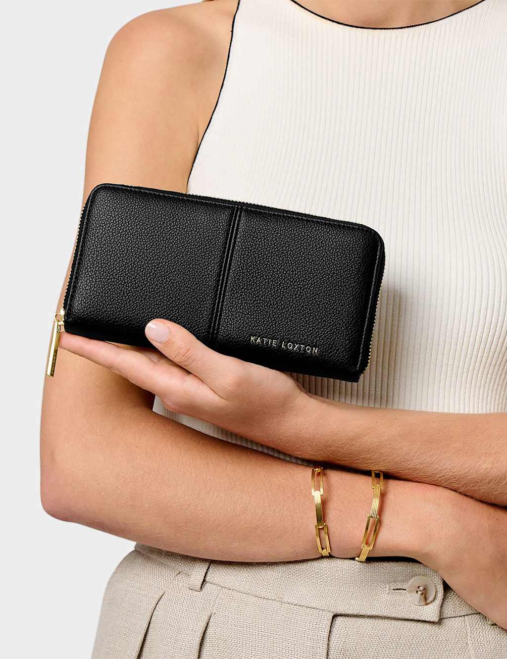 Katie Loxton Personalised Faux Leather Purse Black