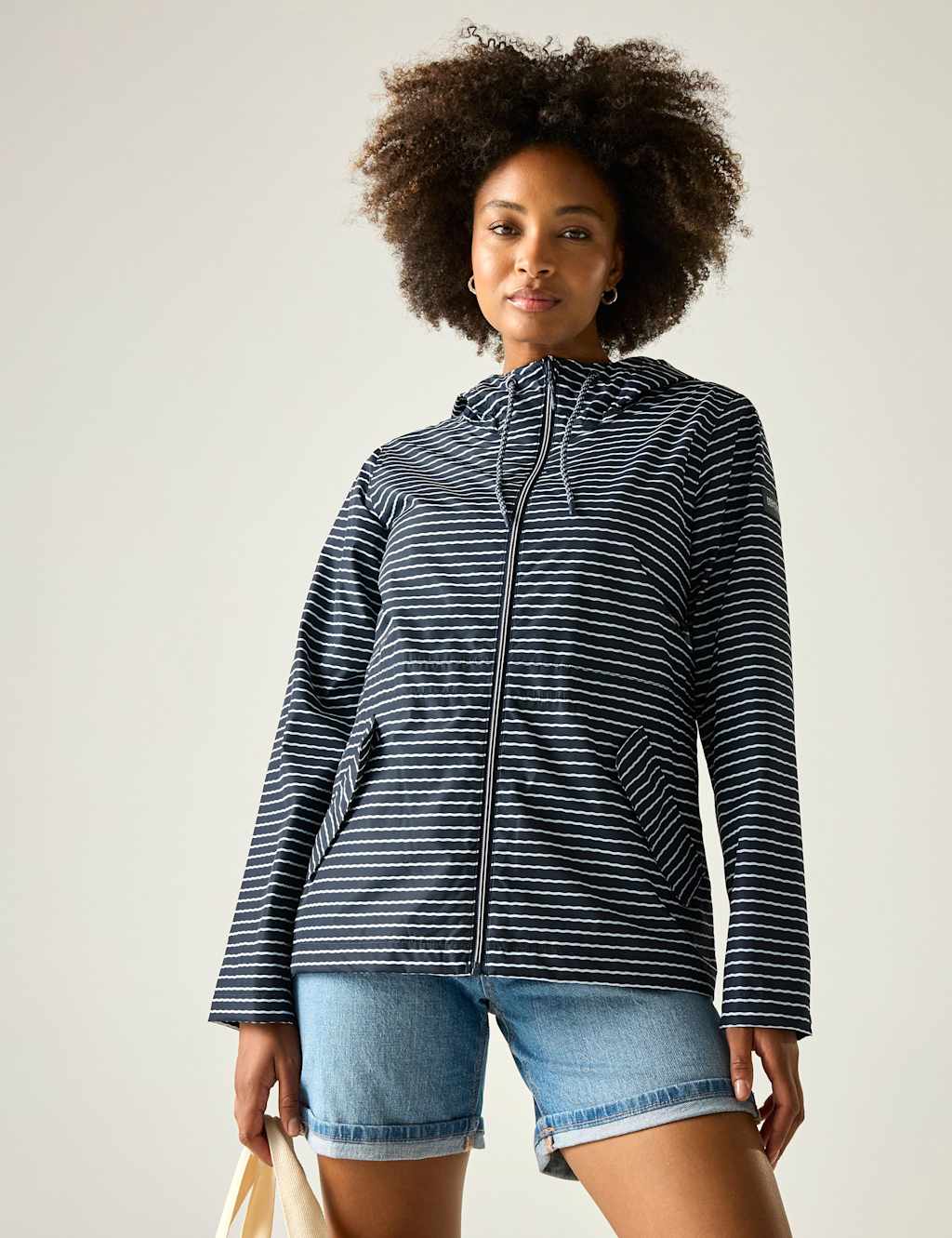 Regatta Women's Bayletta Waterproof Lightweight Striped Jacket - 8 - Navy Mix - Available at M&S