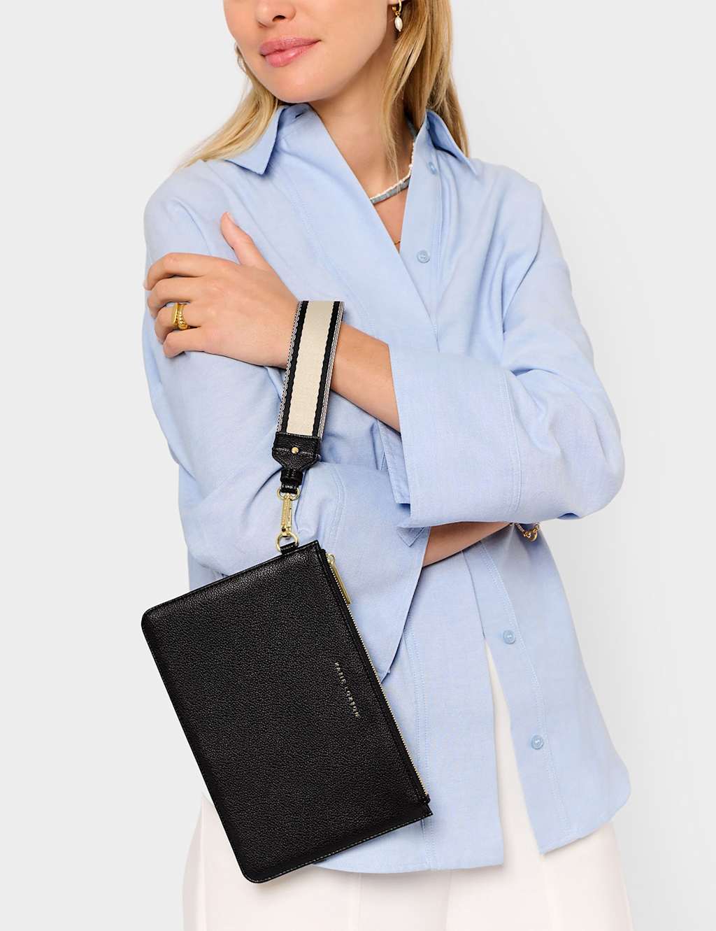 Katie Loxton Personalised Faux Leather Pouch Black