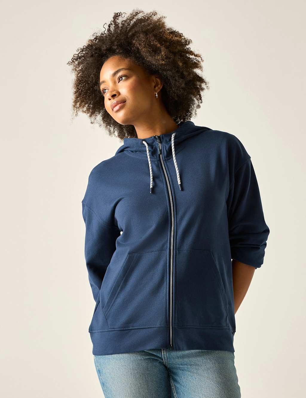 Regatta Women's Bayletta Cotton Rich Zip Up Hoodie - 14 - Navy Mix - Available at M&S