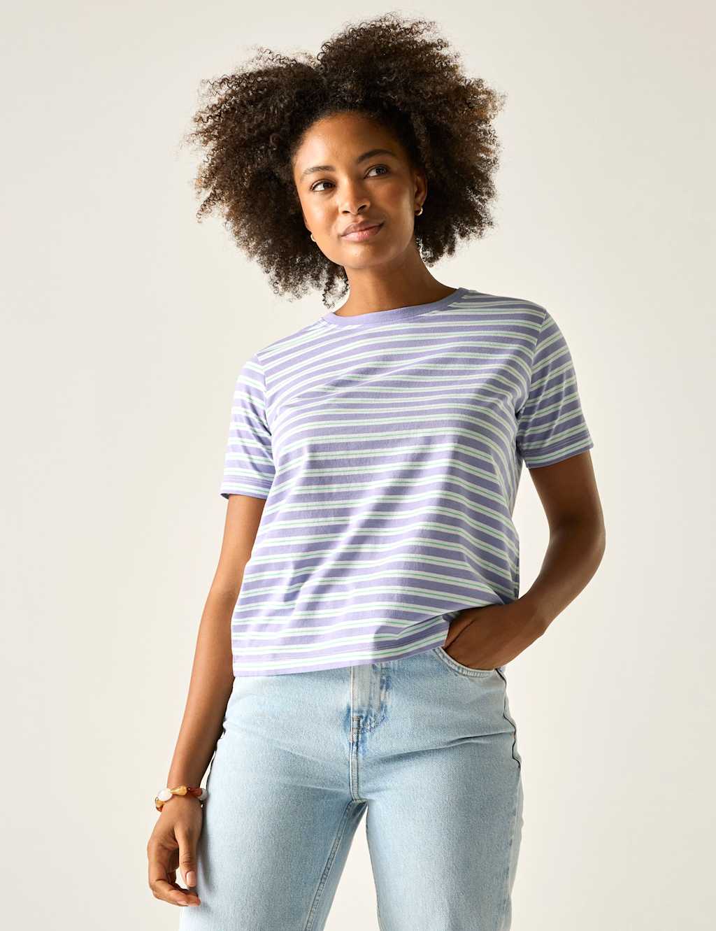 Regatta Women's Bayletta Cotton Rich Striped T-Shirt - 18 - Purple Mix - Available at M&S