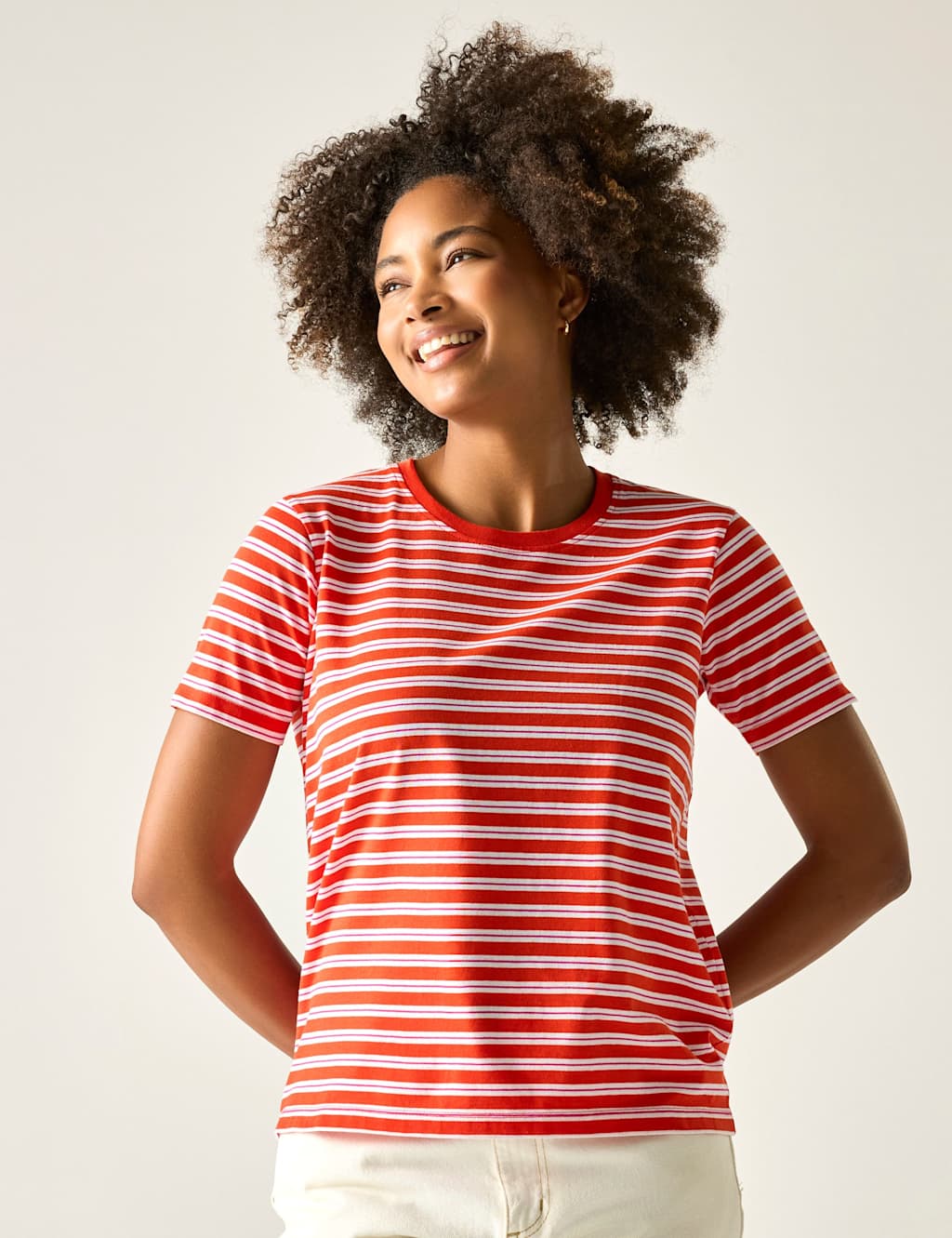 Regatta Women's Bayletta Cotton Rich Striped T-Shirt - 14 - Orange Mix - Available at M&S