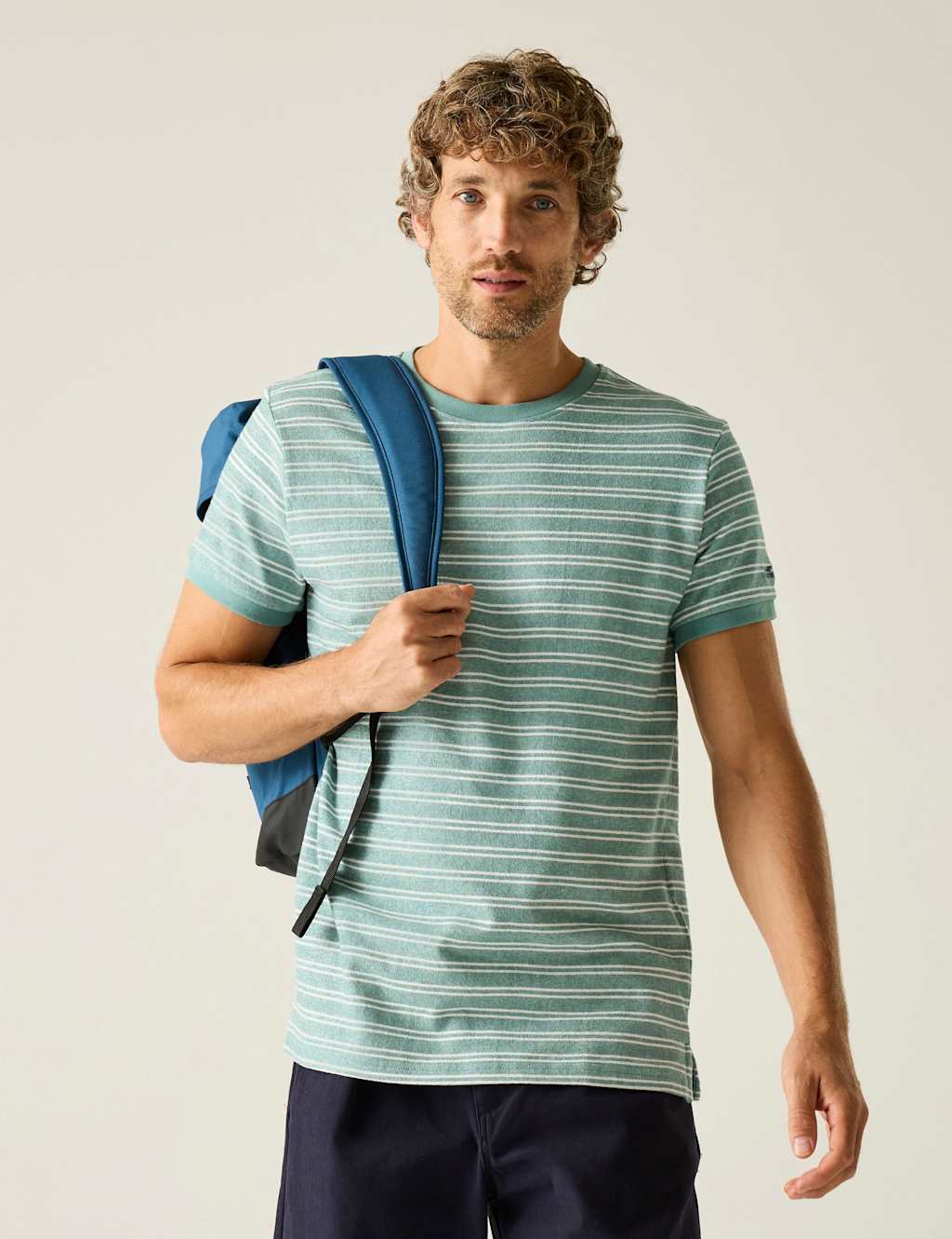 Regatta Men's Benlin Pure Cotton Striped T-Shirt - L - Green - Available at M&S