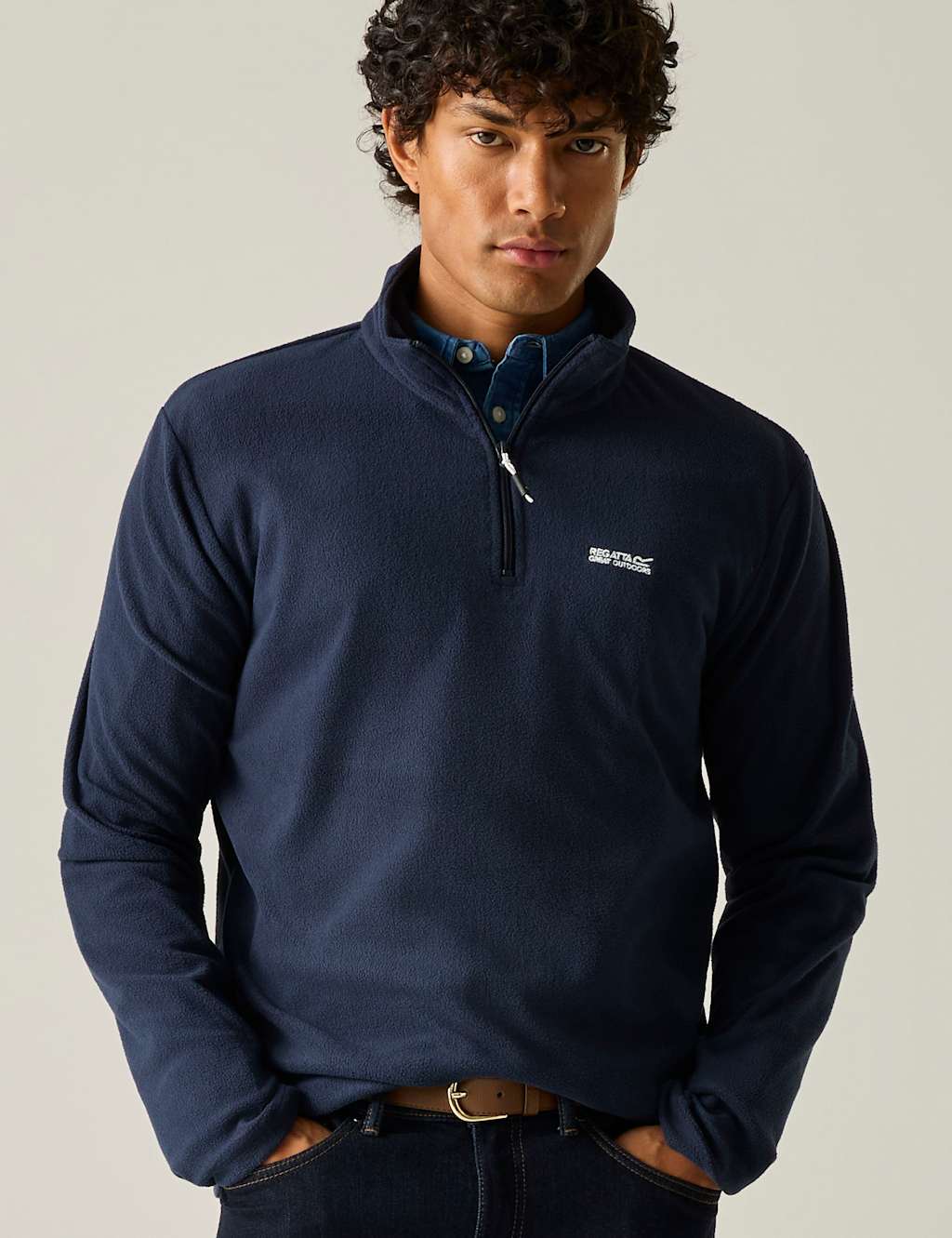 Regatta Men's Thompson Half Zip Funnel Neck Fleece - 4XL - Blue - Available at M&S