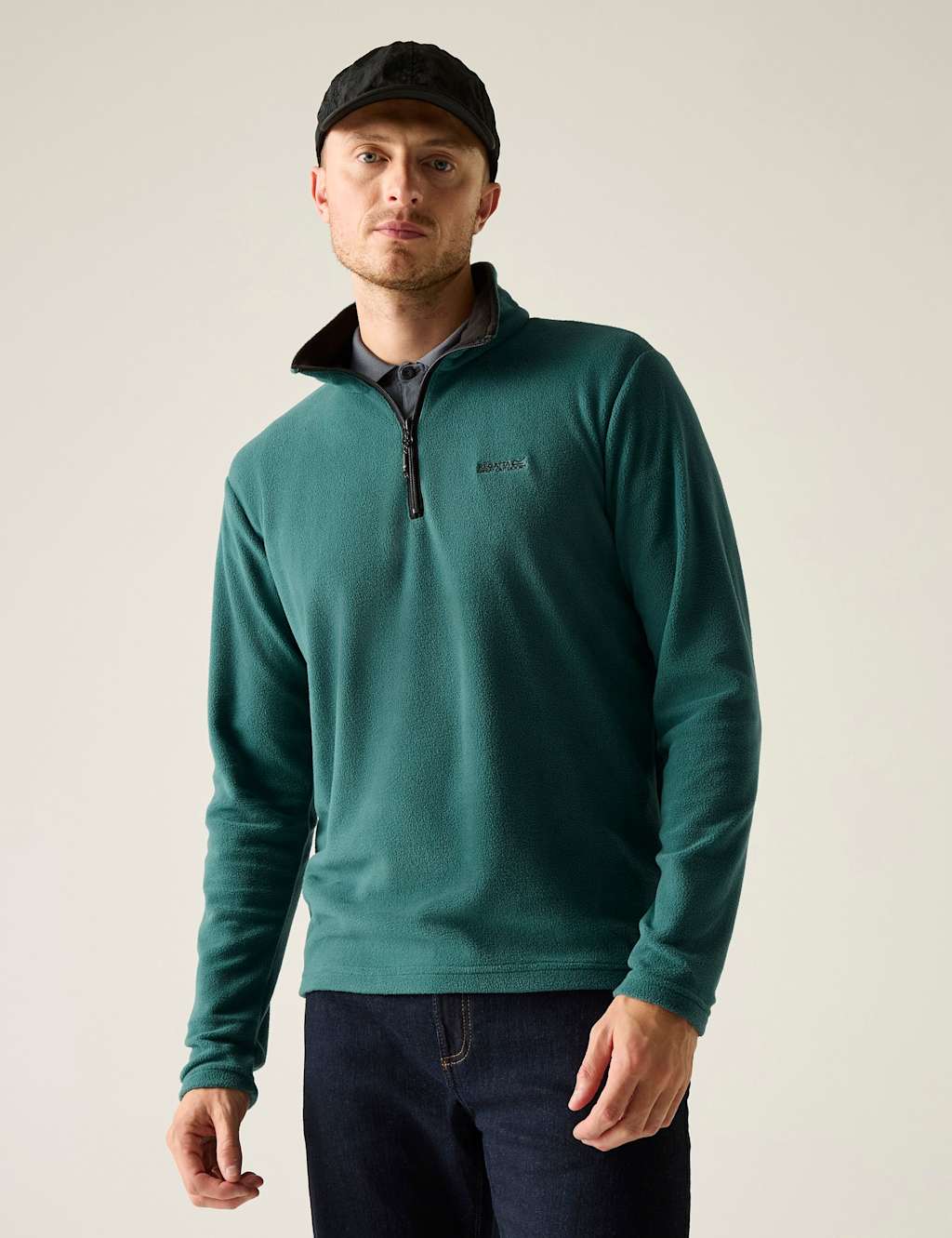 Regatta Men's Thompson Funnel Neck Half Zip Fleece - 2XL - Green - Available at M&S
