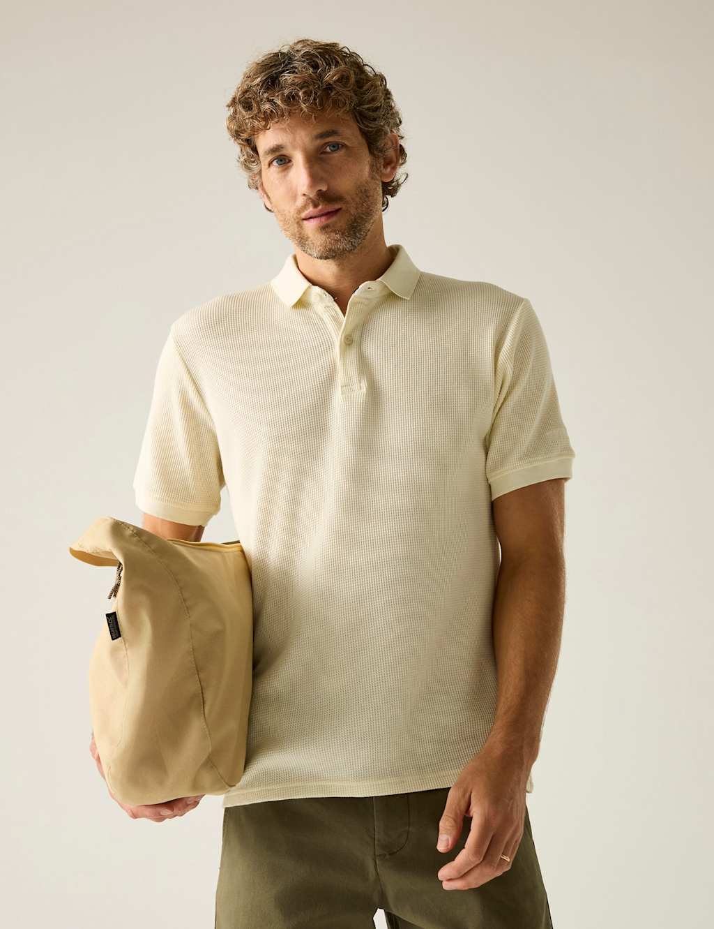 Regatta Men's Adino Cotton Blend Waffle Polo Shirt - XL - Beige - Available at M&S