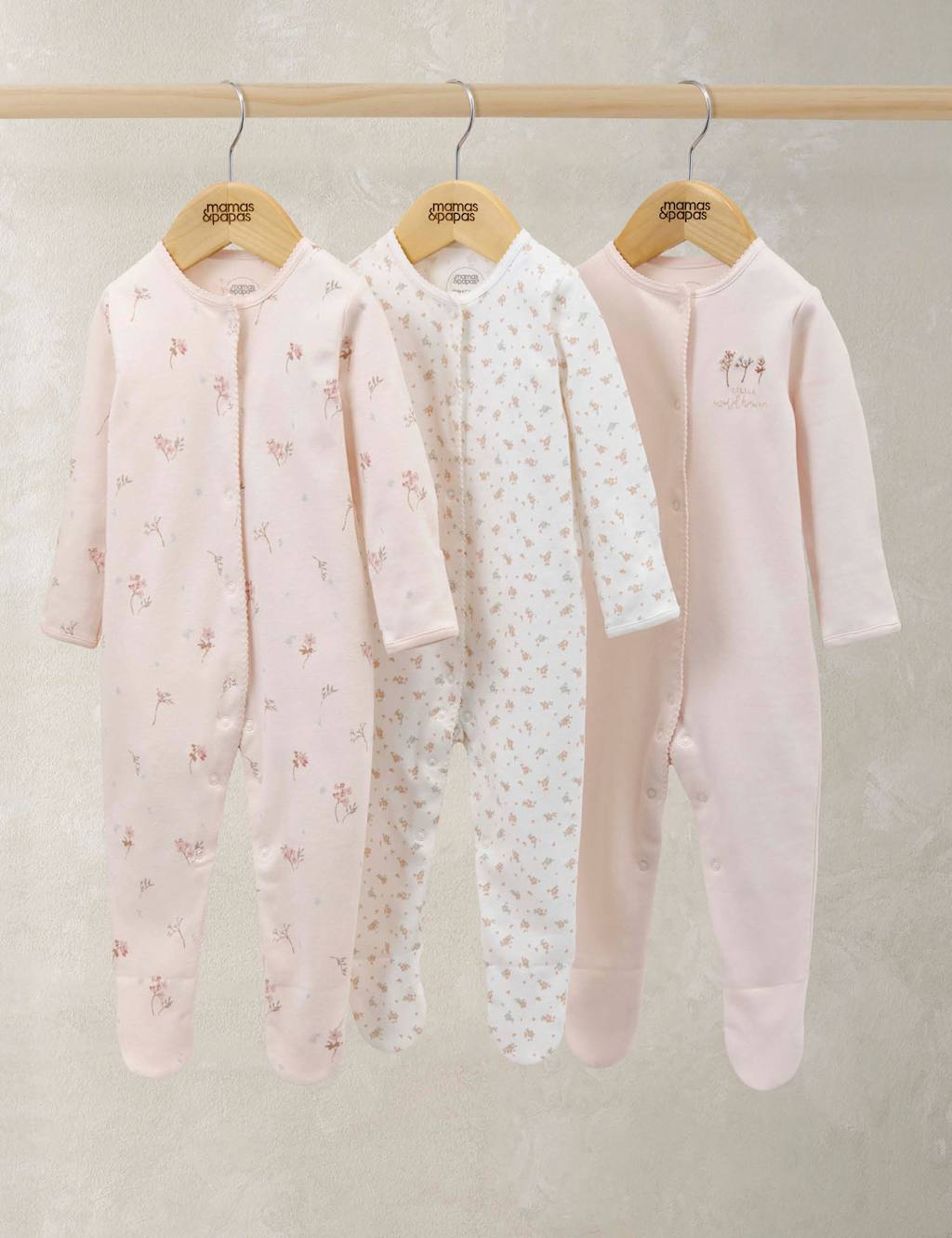 Mamas & Papas 3pk Ditsy Floral Sleepsuits (0-24 Mths) Multi