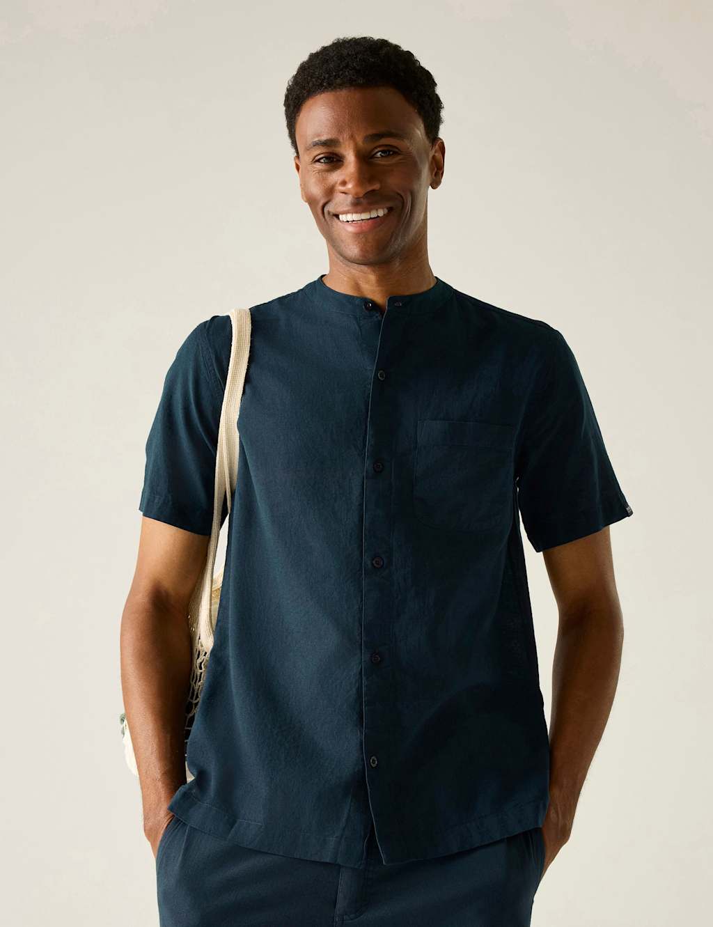Regatta Men's Lovrey Cotton Linen Blend Short Sleeve Shirt - 3XL - Blue - Available at M&S