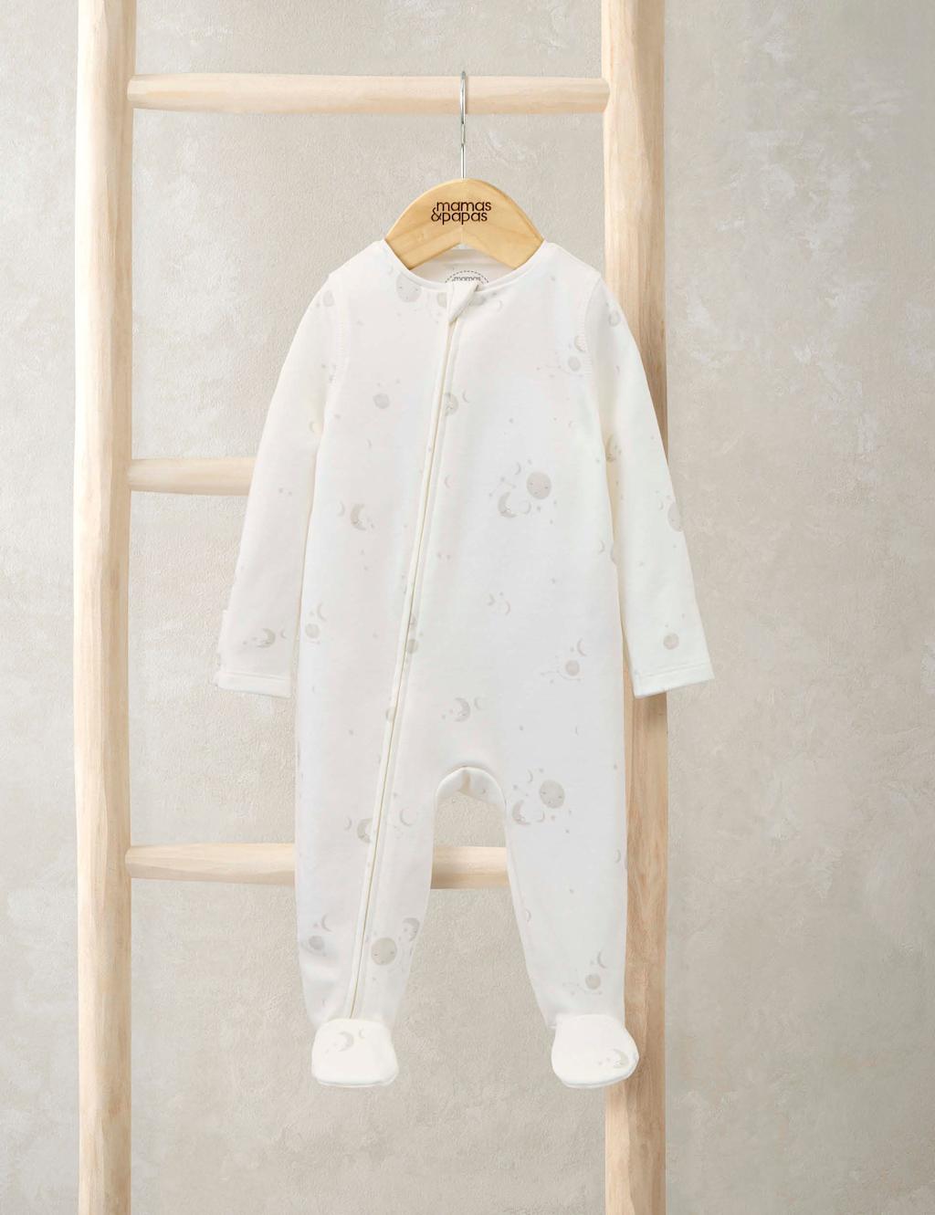 Mamas & Papas Pure Cotton Celestial Print All in One (0-9 Mths) White