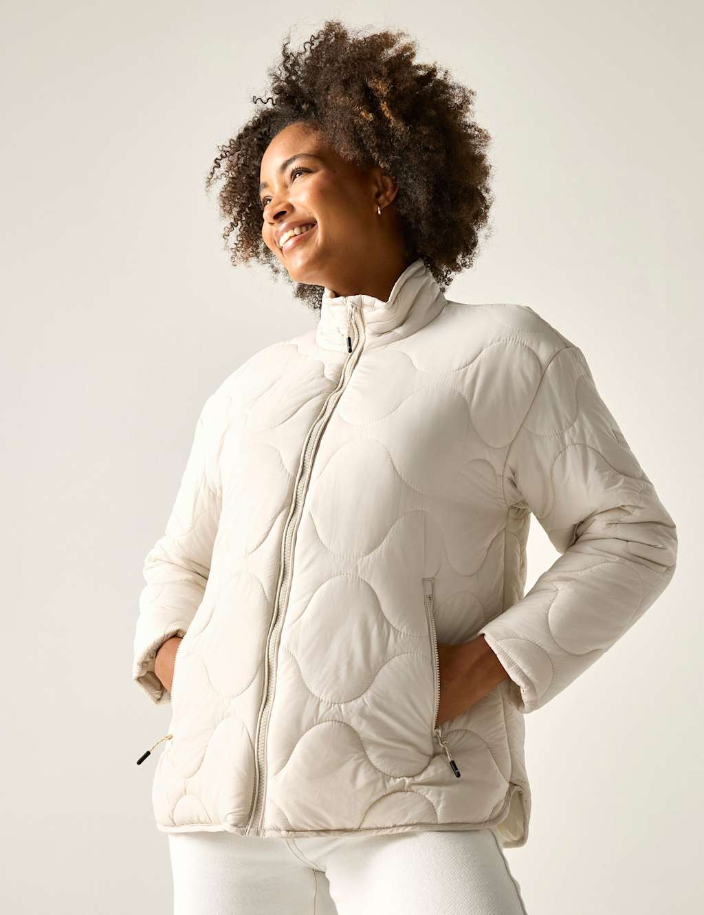 Regatta Women's Carlotte Padded Quilted Zip Up Jacket - 12 - Cream - Available at M&S