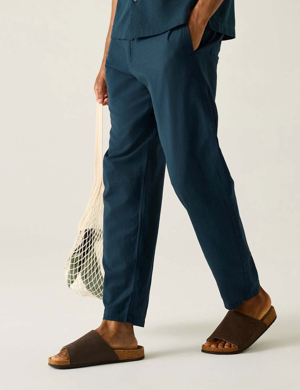 Regatta Men's Hadlin Cotton Linen Blend Trousers - XL - Blue - Available at M&S