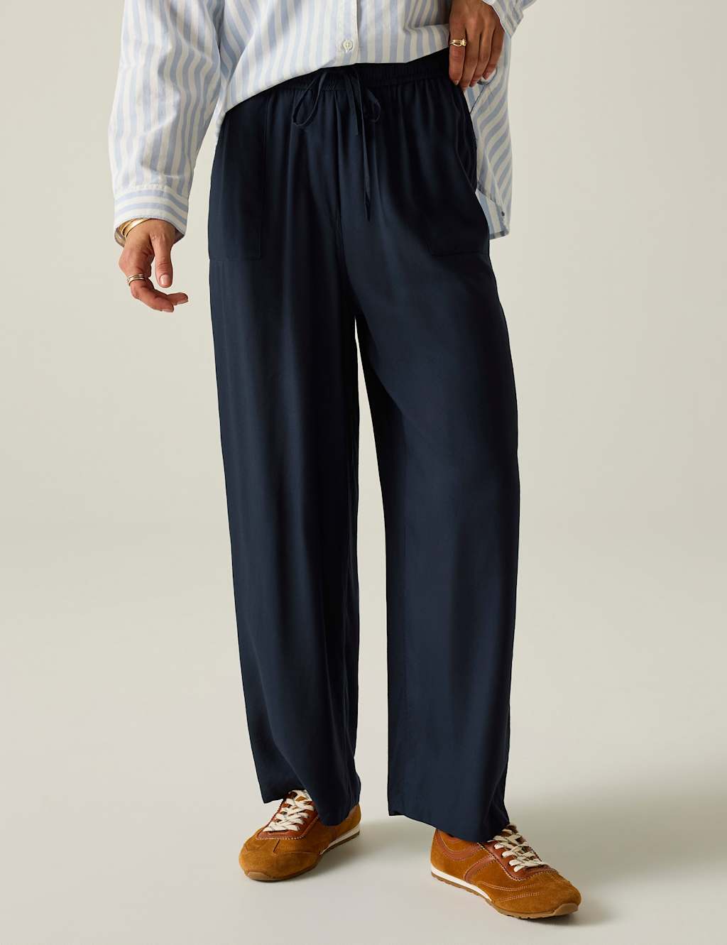 Regatta Women's Elbrie Drawstring Straight Leg Trousers - 12 - Navy - Available at M&S