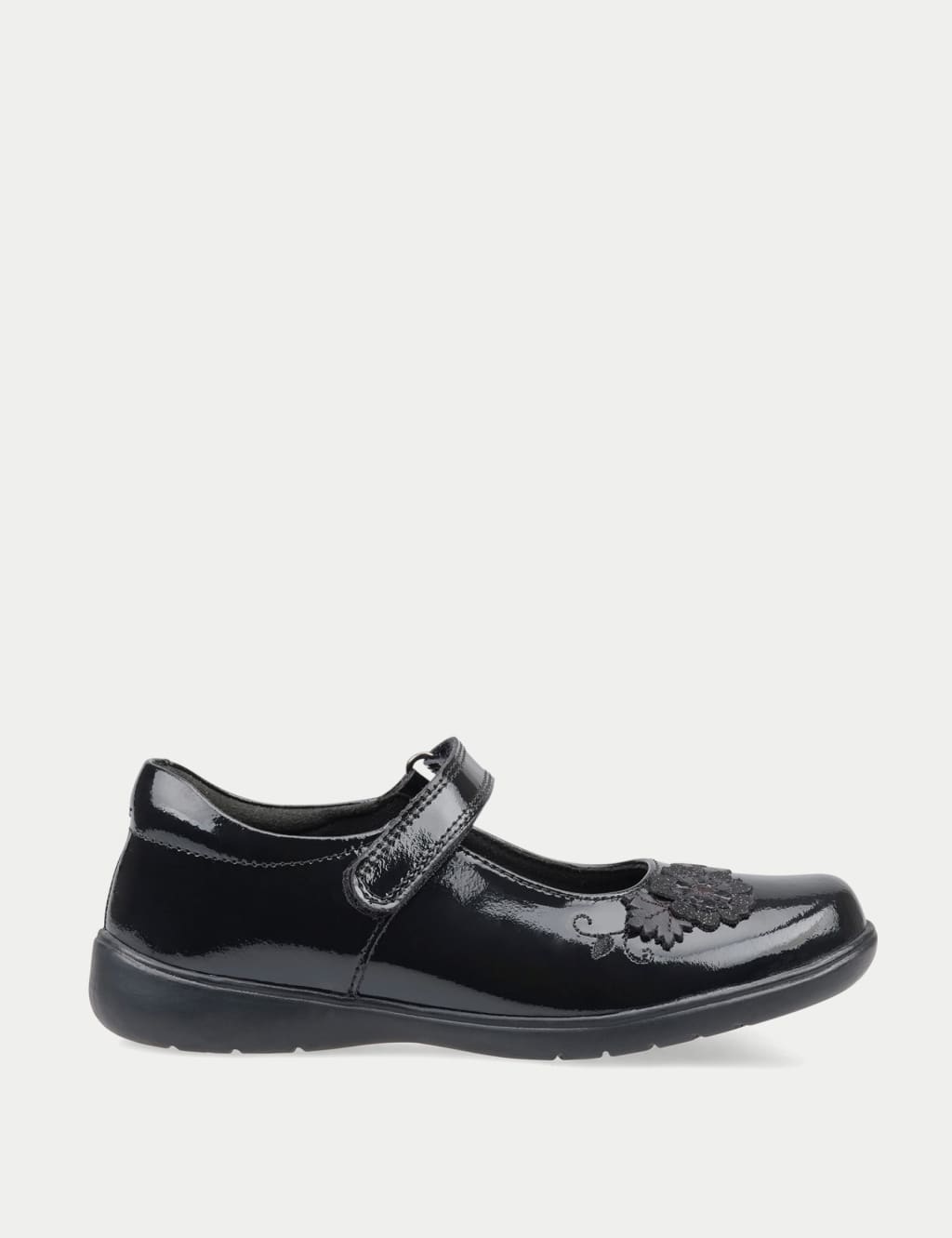 Kids' Patent Leather Riptape School Shoes (9 Small - 3½ Large)