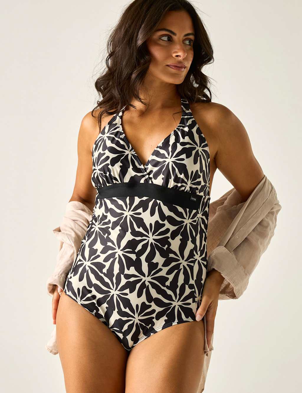 Regatta Women's Flavia II Tummy Control Floral Swimsuit - 12 - Beige - Available at M&S