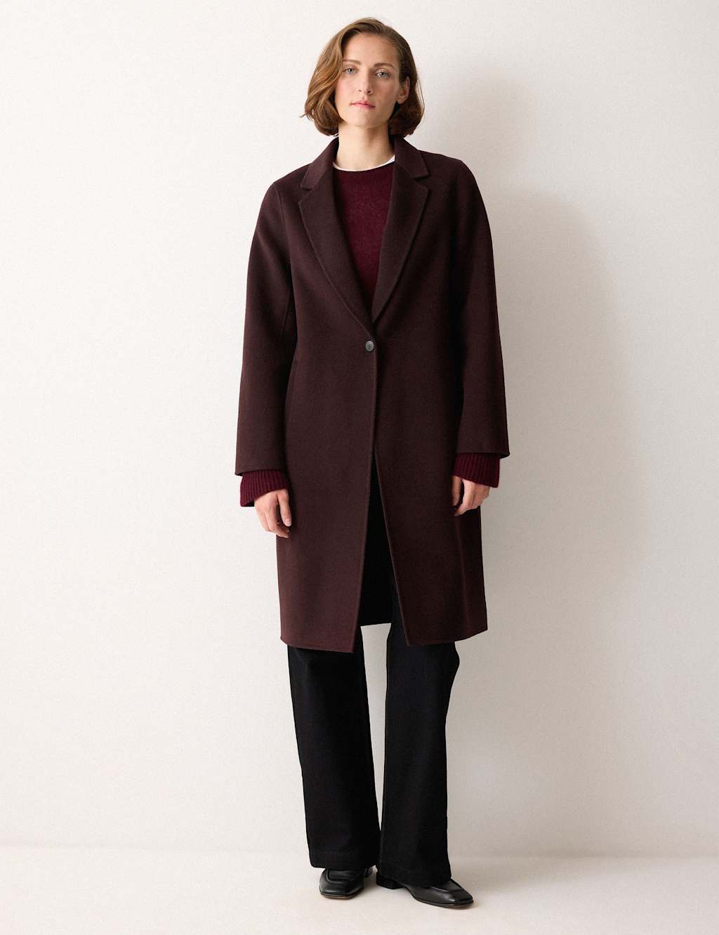 Jigsaw Double Faced Wool Rich Tailored Coat Brown