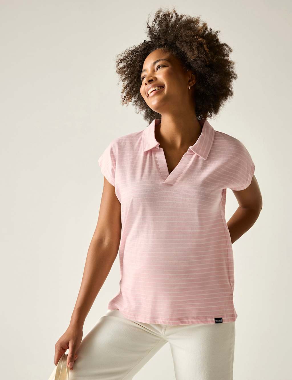 Regatta Women's Lorana Pure Cotton Striped Collared Top - 12 - Pink Mix - Available at M&S