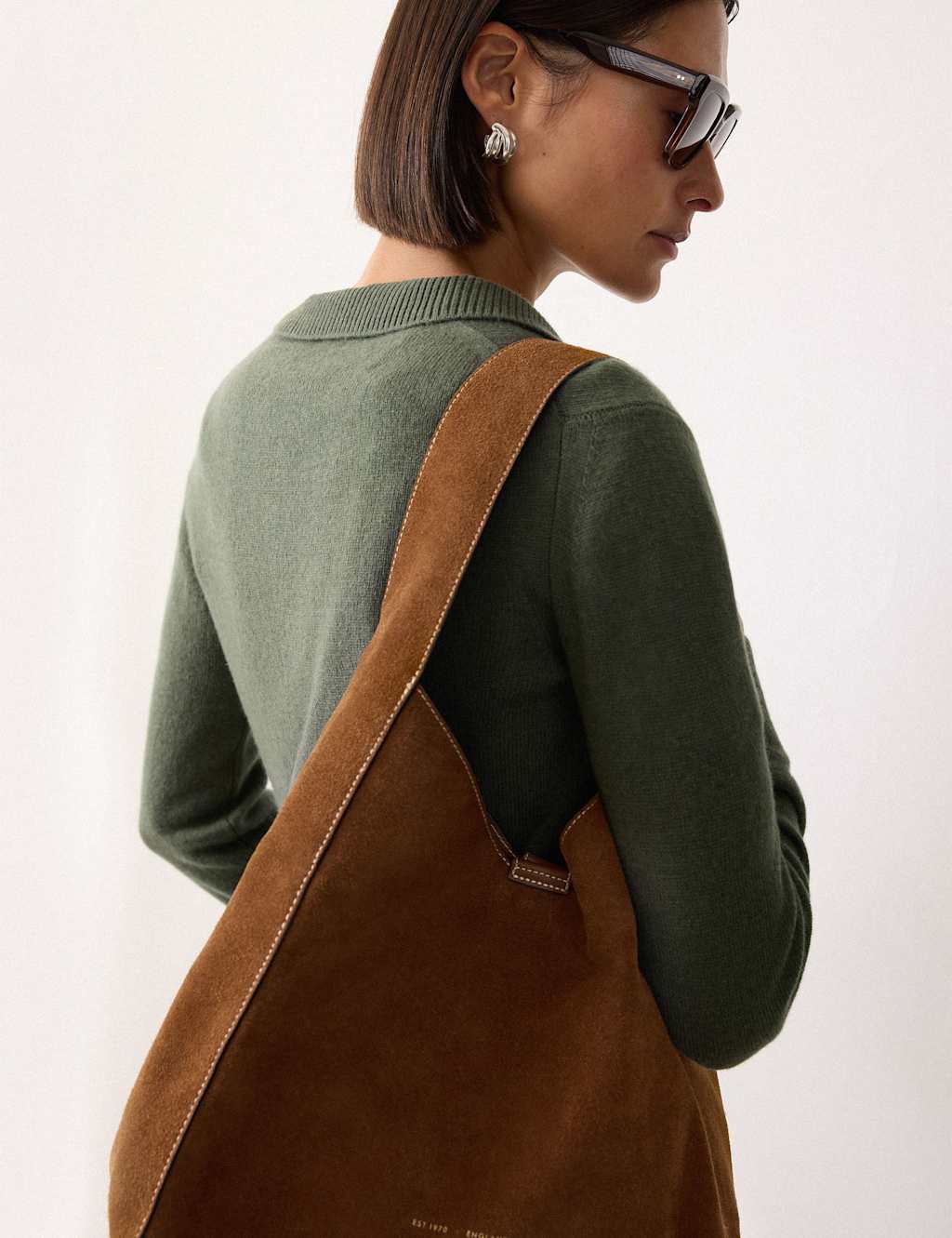 Jigsaw Suede Tote Bag Tan
