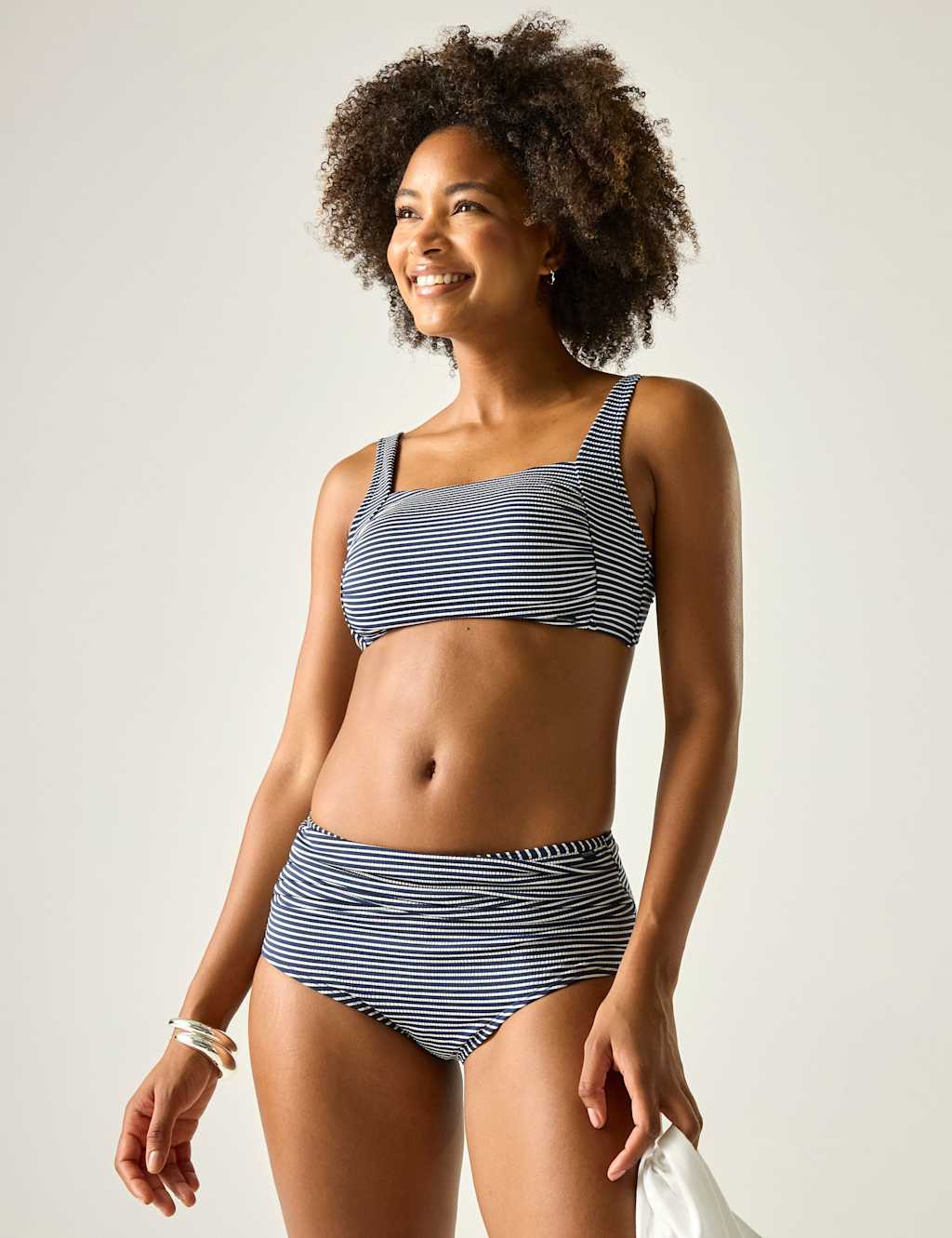 Regatta Women's Loria Striped Padded Square Neck Bikini Top - 14 - Navy Mix - Available at M&S
