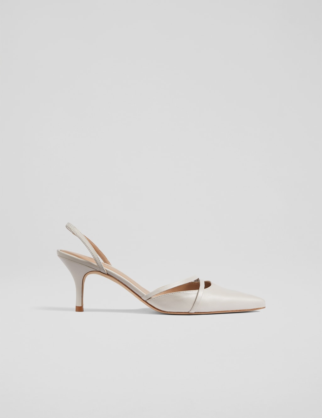 Leather Kitten Heel Pointed Slingback Shoes