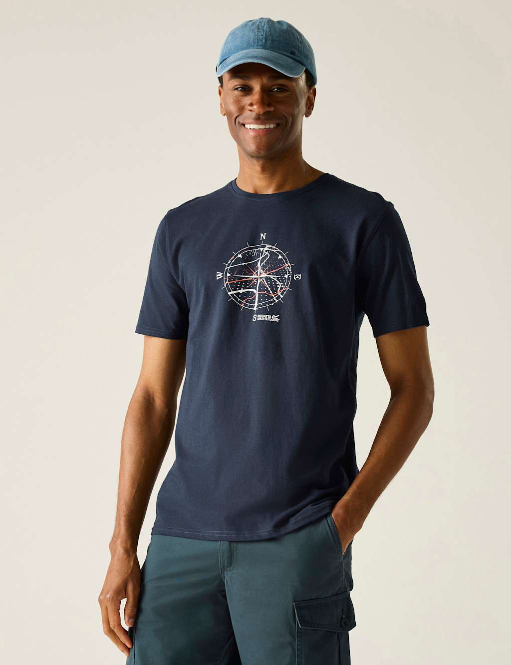 Regatta Men's Cline IX Cotton Rich Compass Graphic T-Shirt - M - Blue - Available at M&S
