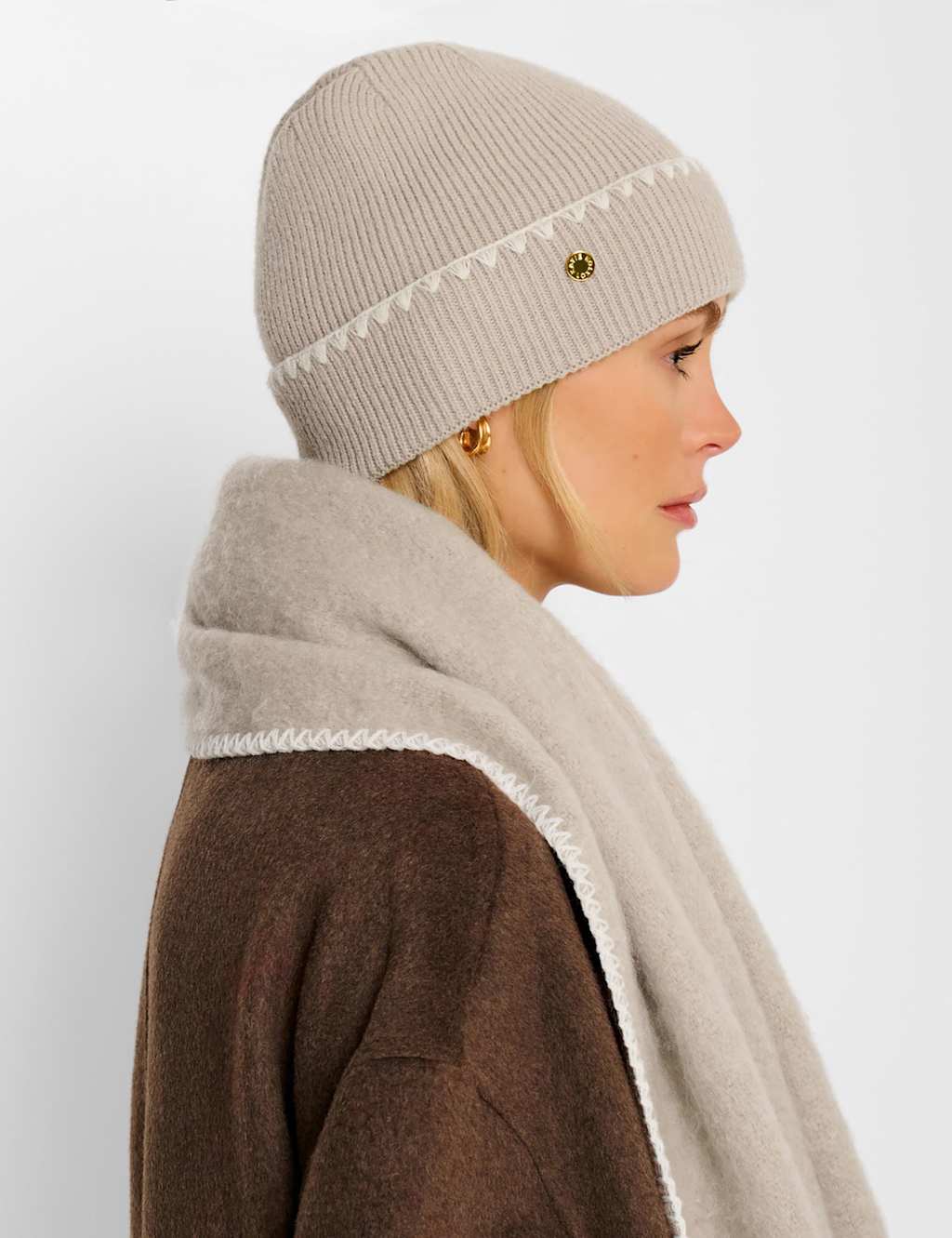 Katie Loxton Women's Knitted Beanie Hat - Taupe - Available at M&S