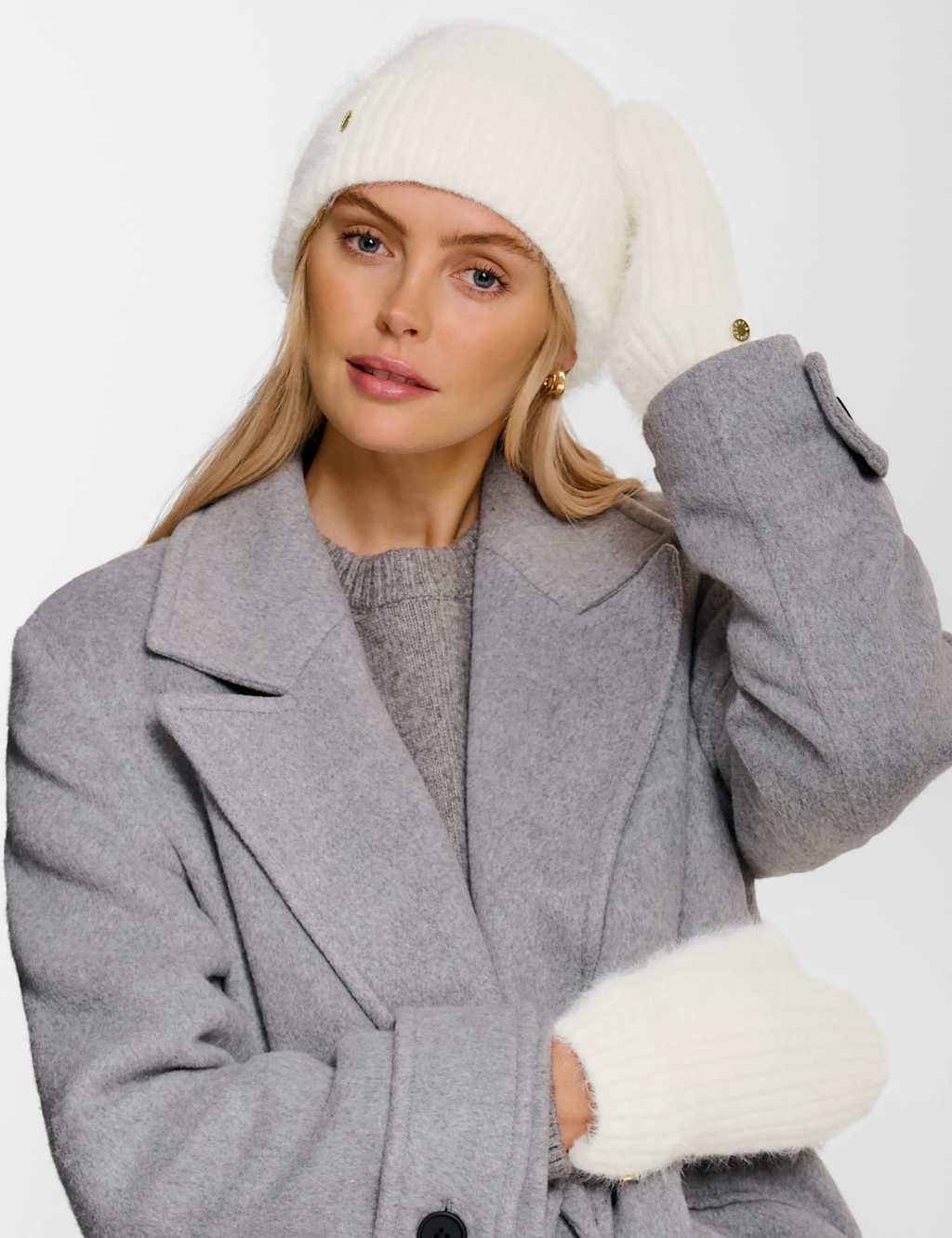 Katie Loxton Women's Knitted Hat & Gloves Gift Set - White - Available at M&S