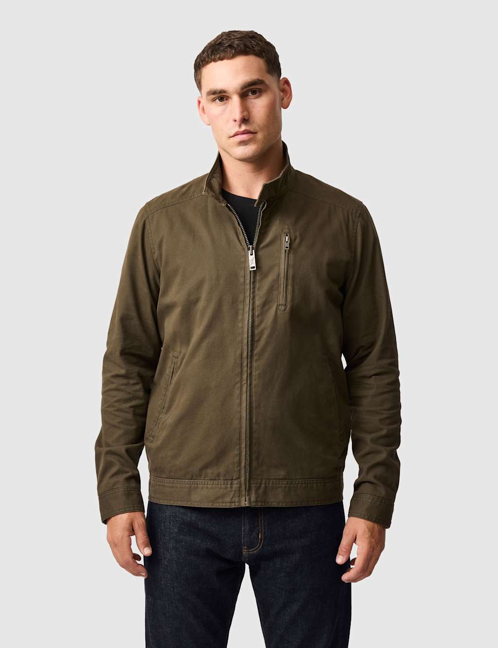 Rodd & Gunn Armitage Pure Cotton Harrington Jacket Dark Green Mix