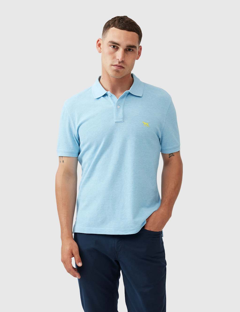 Rodd & Gunn Men's Gunn Slim Fit Pure Cotton Polo Shirt - 2XL - Light Blue Mix - Available at M&S