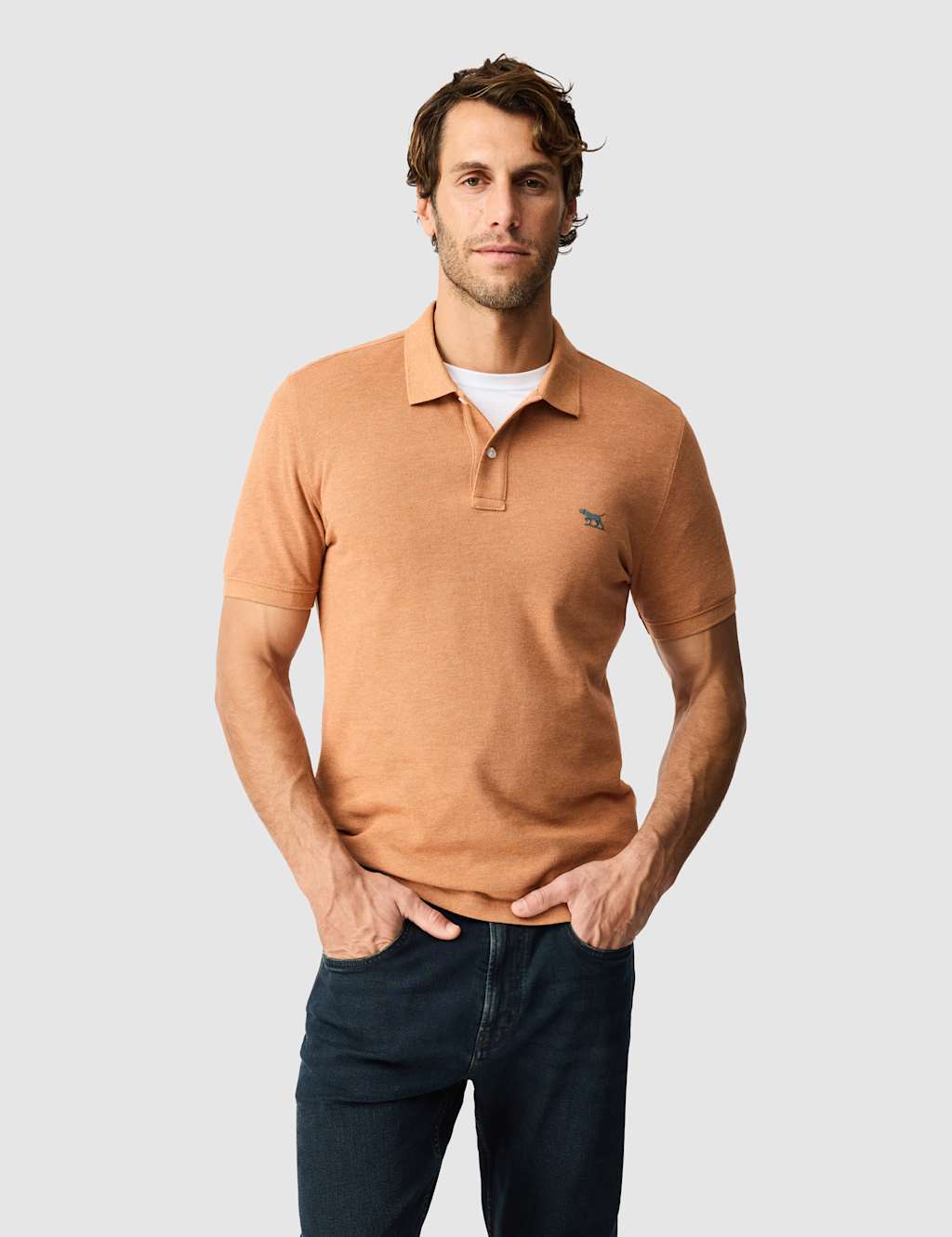Rodd & Gunn Men's Gunn Slim Fit Pure Cotton Polo Shirt - L - Orange - Available at M&S