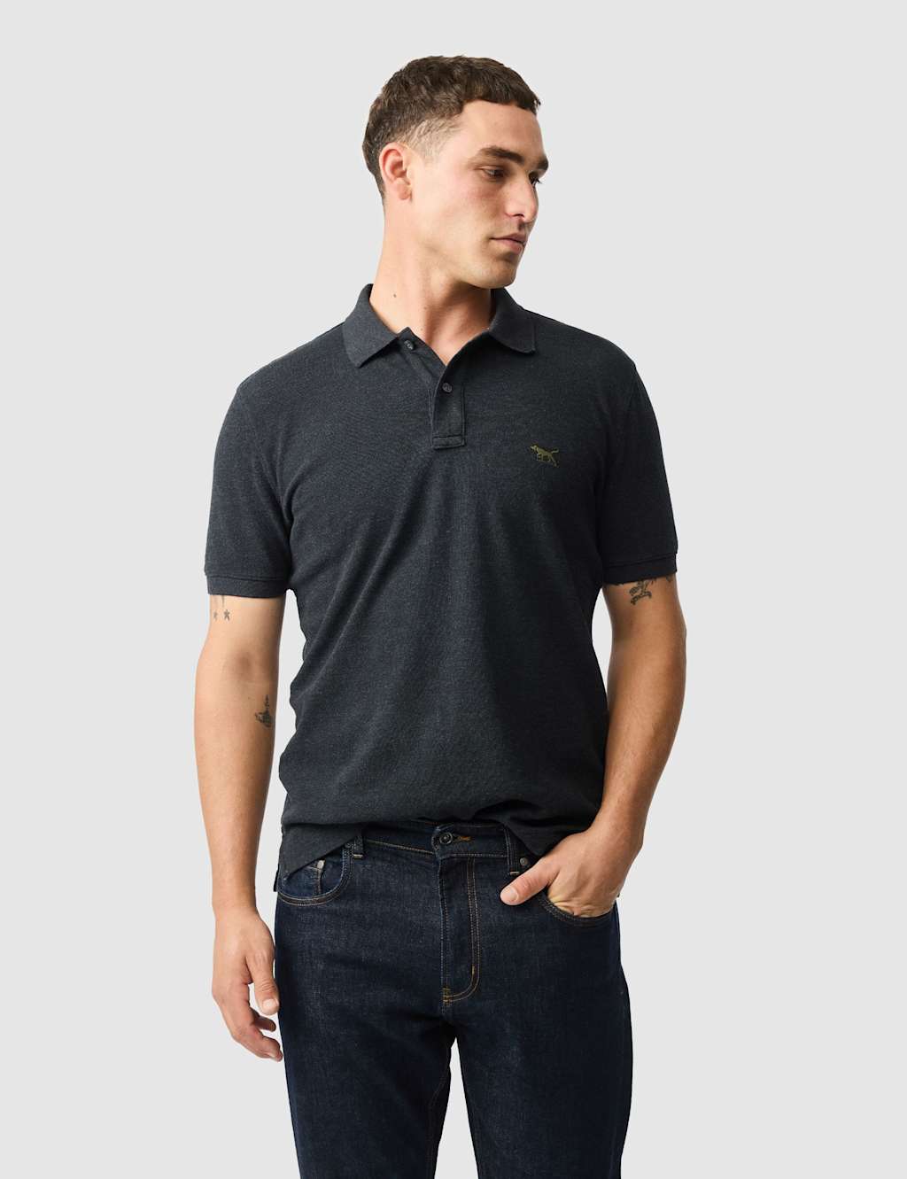 Rodd & Gunn Gunn Slim Fit Pure Cotton Polo Shirt Charcoal