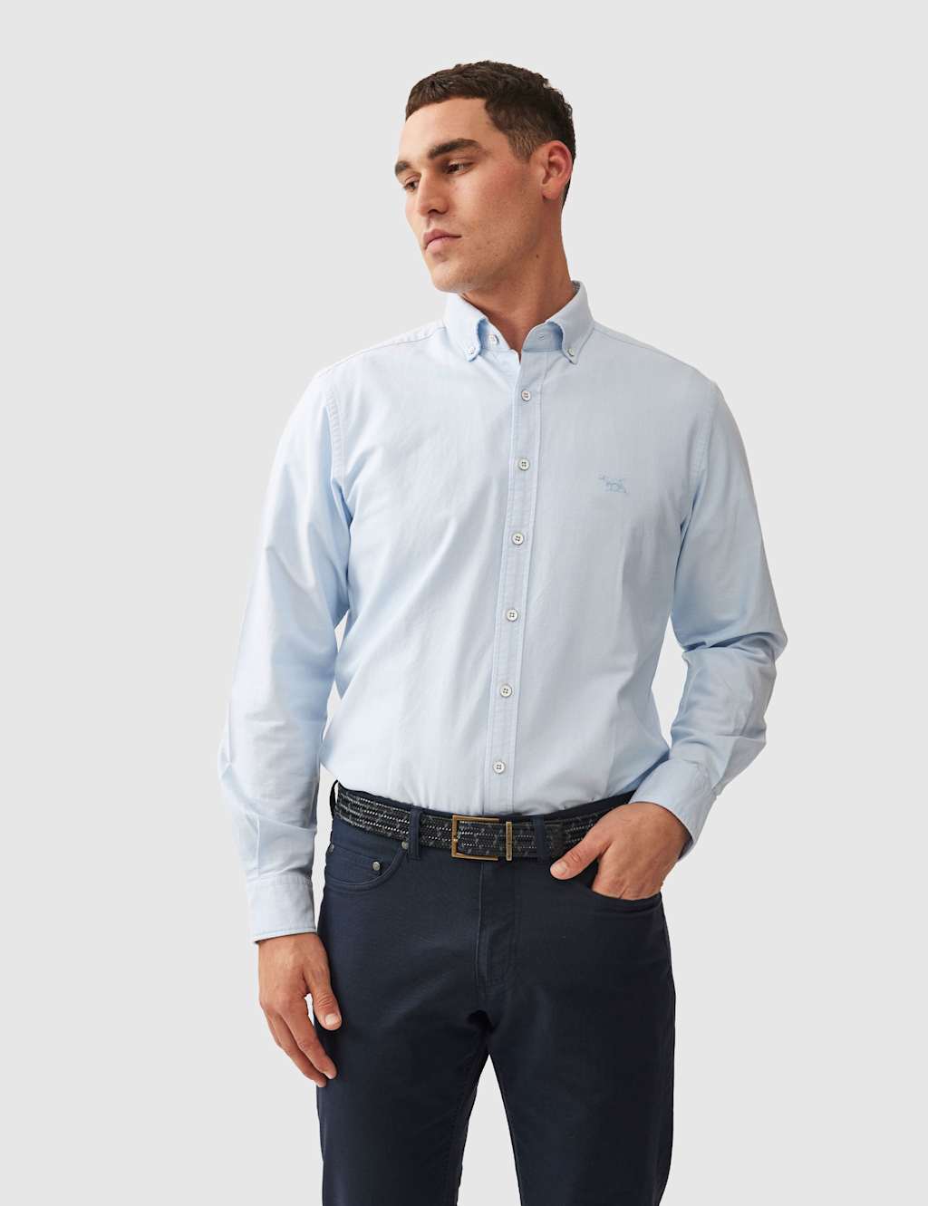 Rodd & Gunn Men's Gunn Slim Fit Pure Cotton Oxford Shirt - M - Light Blue - Available at M&S