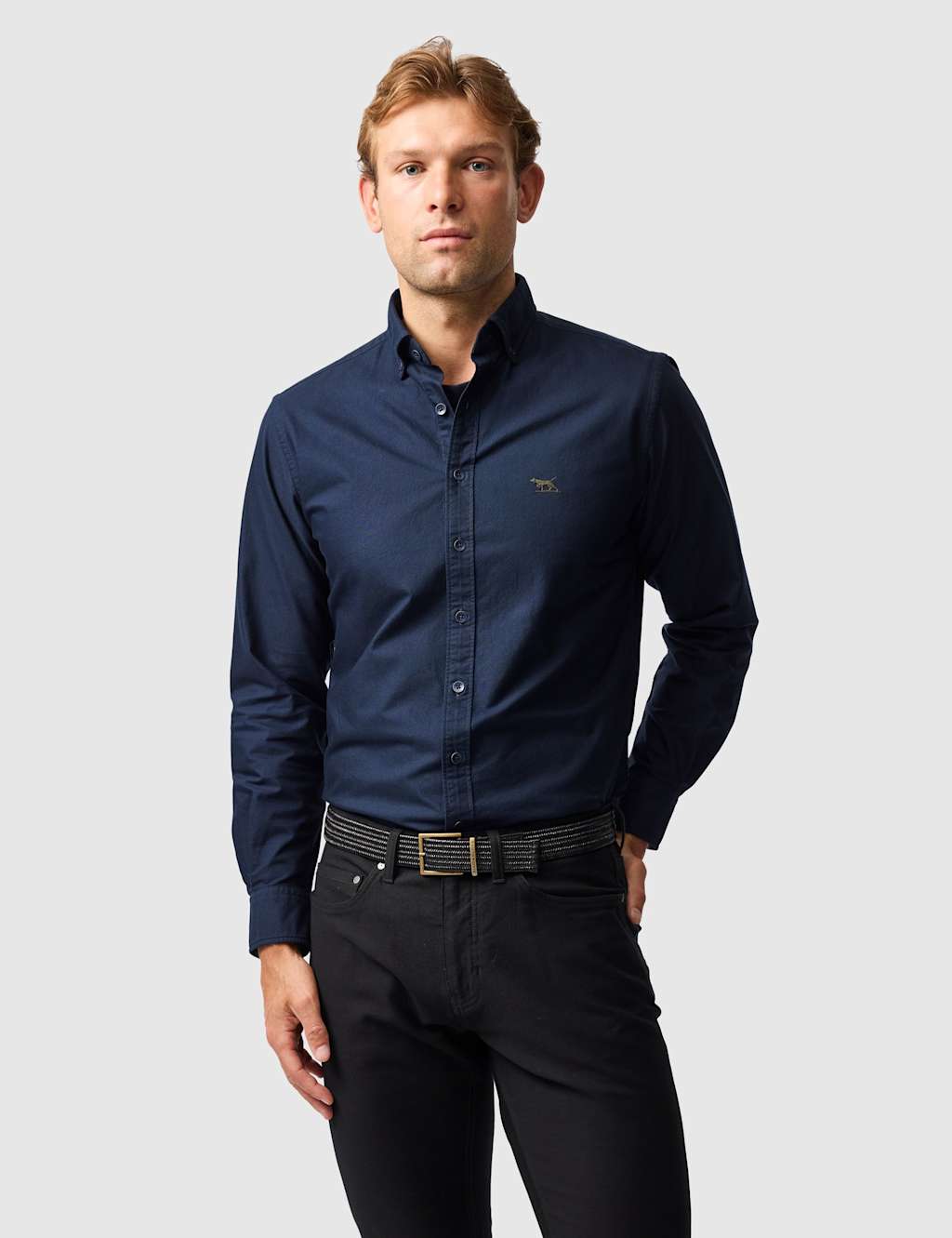 Rodd & Gunn Gunn Slim Fit Pure Cotton Oxford Shirt Dark Indigo