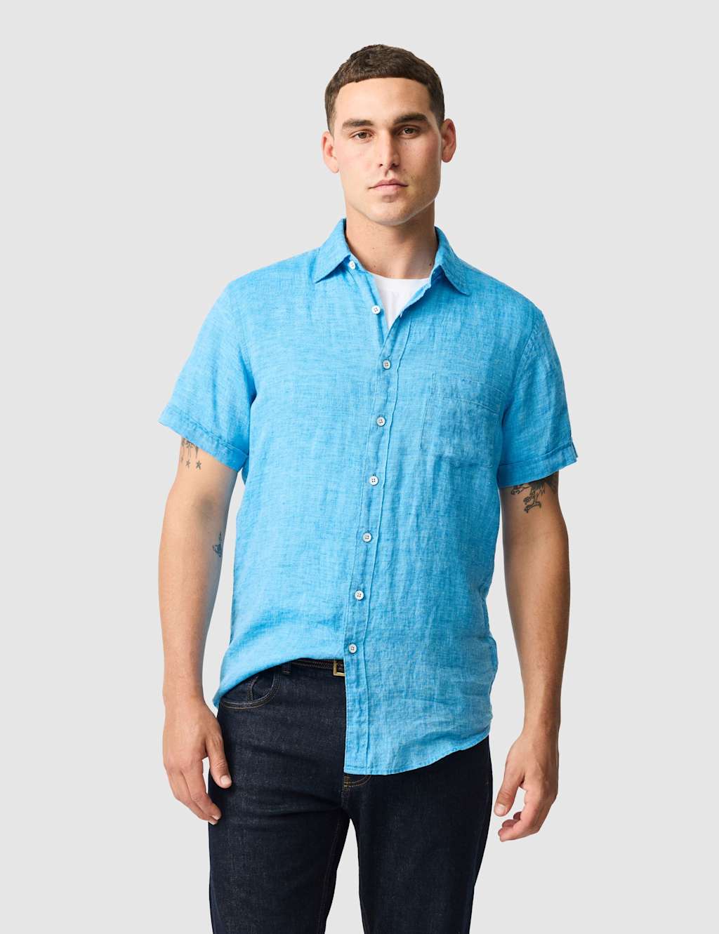 Rodd & Gunn Men's Palm Beach Slim Fit Pure Linen Shirt - L - Light Blue - Available at M&S