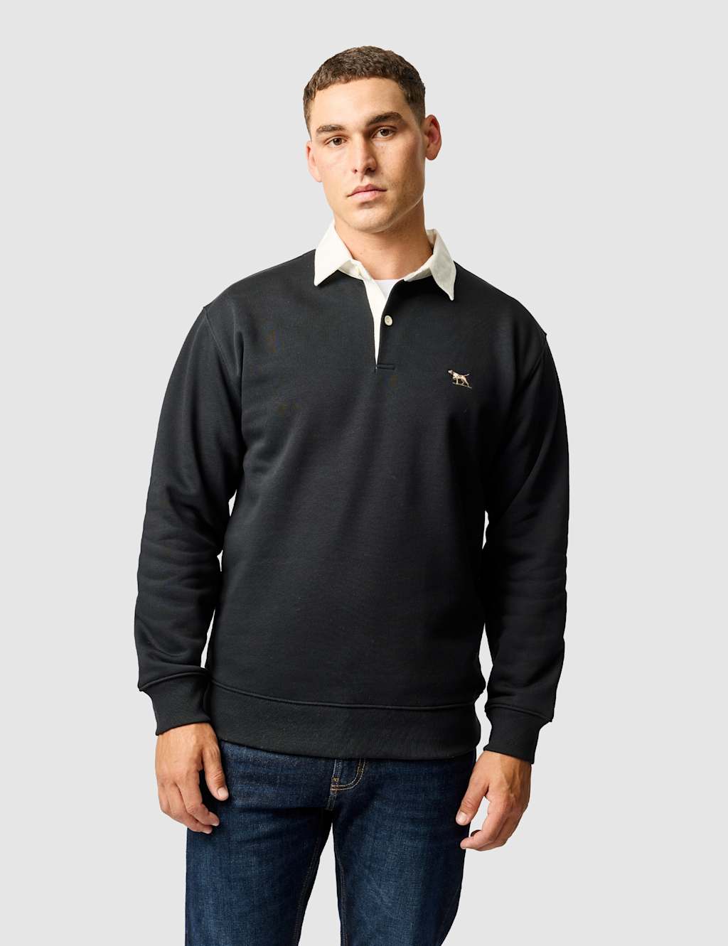 Rodd & Gunn Men's Otago Cotton Rich Rugby Collar Sweatshirt - XL - Black - Available at M&S