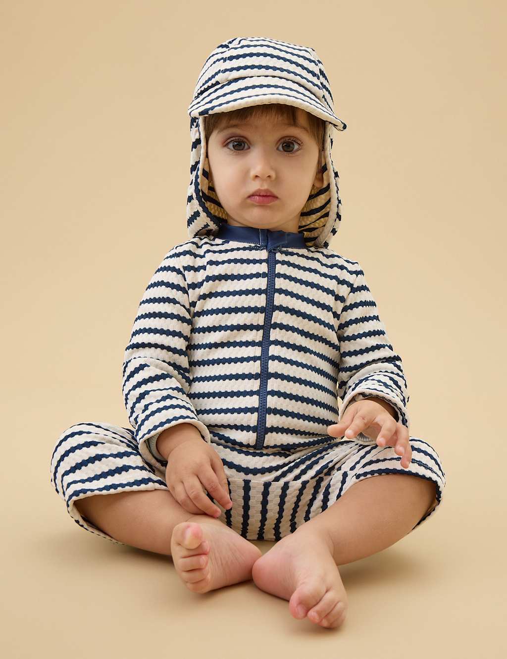 Mori Kids Striped Sun Hat (0-4 Yrs) - 3-4 Years - Navy Mix - Available at M&S