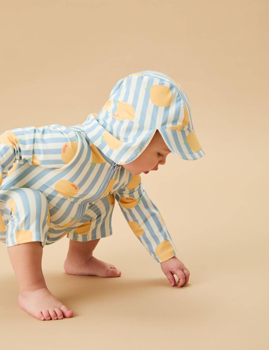 Mori Kids Striped Lemon Swim Hat (0-4 Yrs) - 3-4 Years - Blue Mix - Available at M&S