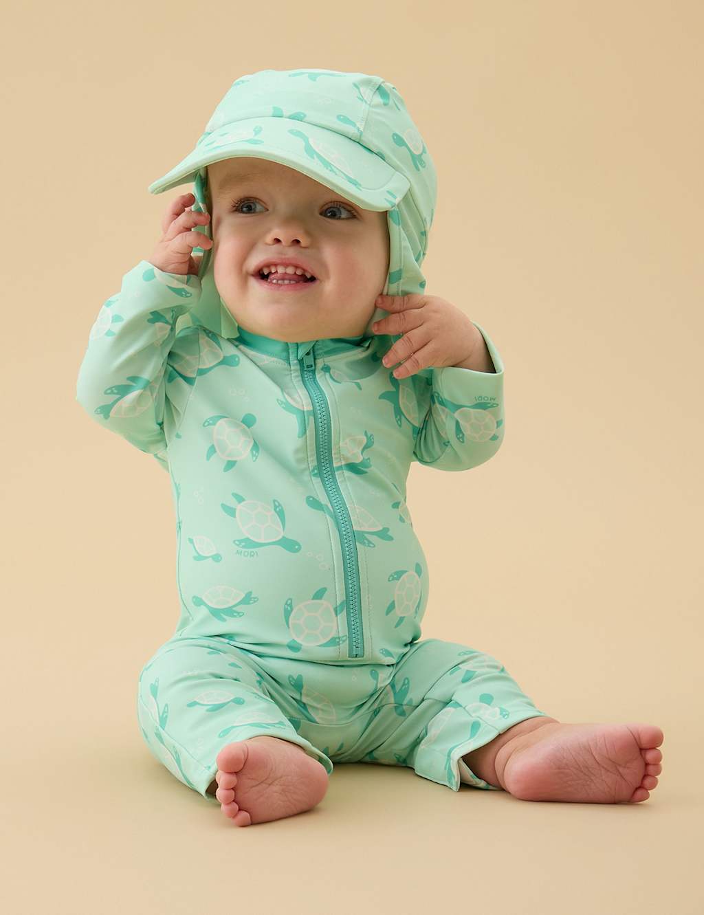 Mori Kids Turtle Sun Hat (0-4 Yrs) - 6-9 Months - Turquoise - Available at M&S