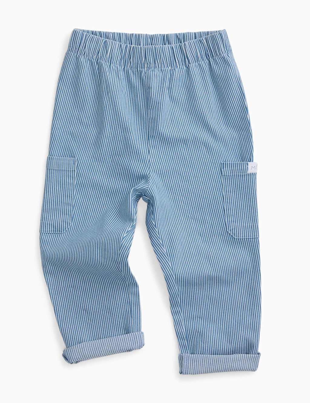 Mori Kids Denim Striped Elasticated Waist Trousers (3 Months-4 Years) - 2-3 Years - Blue Denim - Available at M&S
