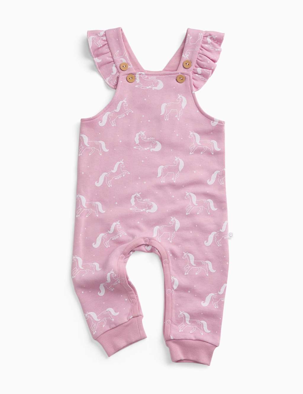 Mori Girls Cotton Blend Unicorn Frill Dungarees (3-3 Yrs) - 12-18 Months - Pink - Available at M&S
