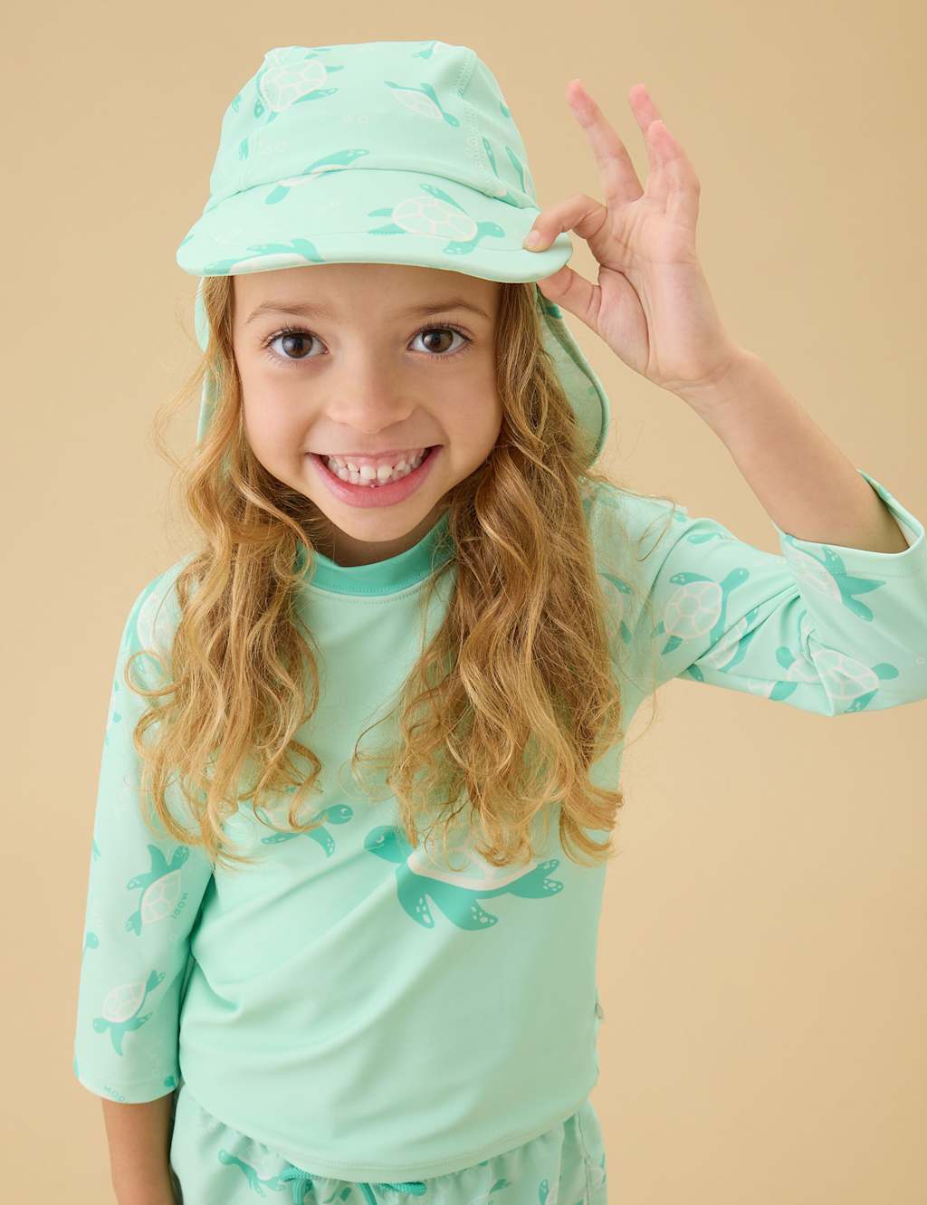 Mori Girls Turtle Long Sleeve Rash Vest (3 Mths-5 Yrs) - 12-18 Months - Turquoise - Available at M&S