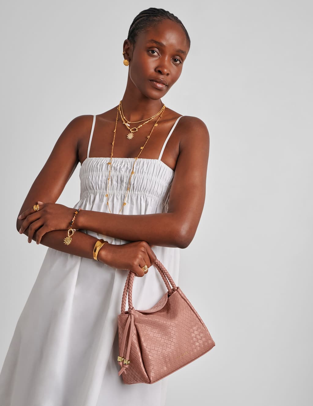 Katie Loxton Women's Woven Shoulder Bag - Pink - Available at M&S