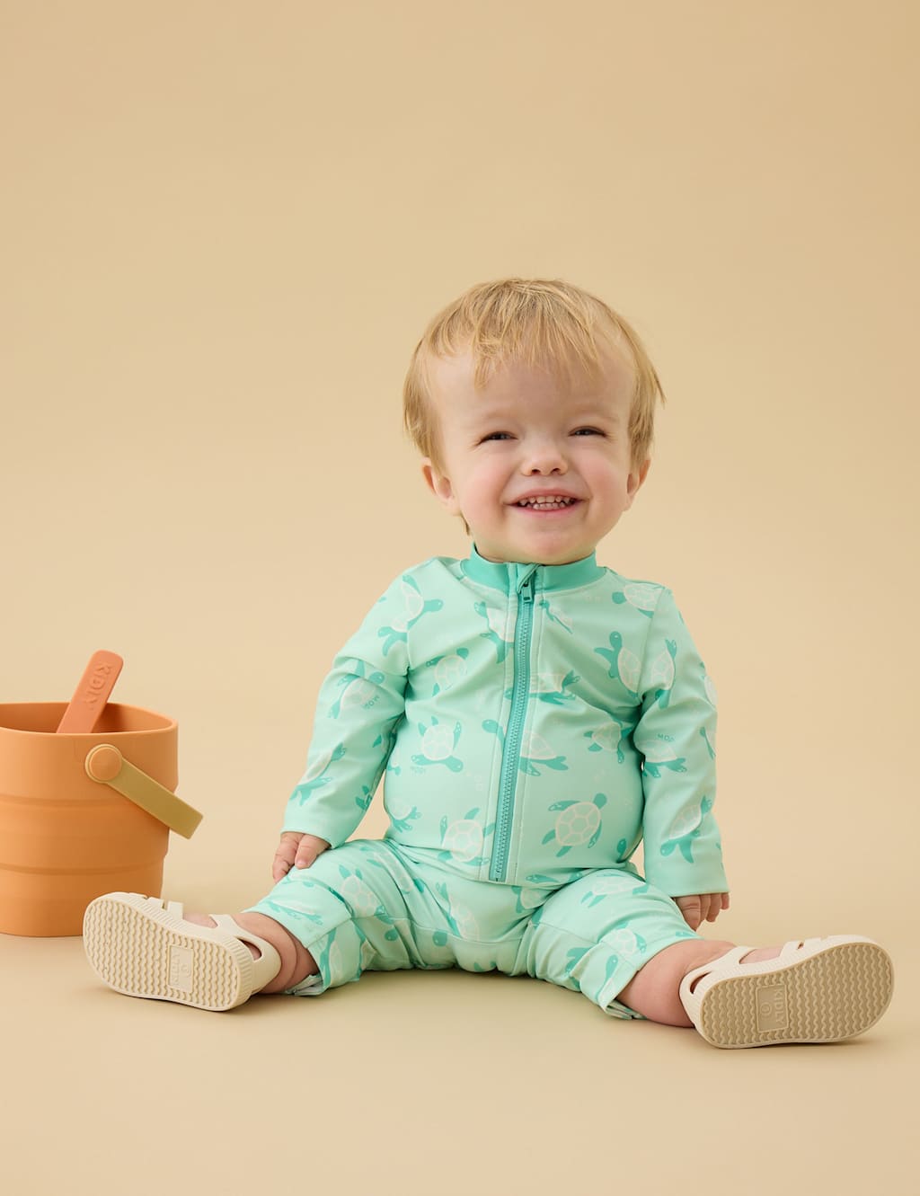 Mori Boys Turtle All In One Swimsuit (0-18 Mths) - 0-3 Months - Turquoise - Available at M&S