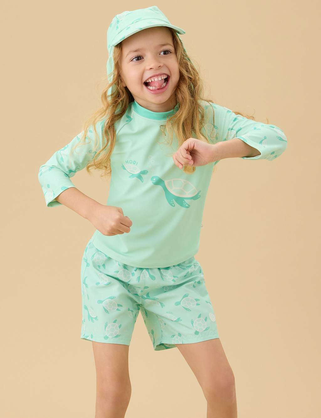 Mori Girls Turtle Swim Shorts (3 Mths-5 Yrs) - 3-6 Months - Turquoise - Available at M&S