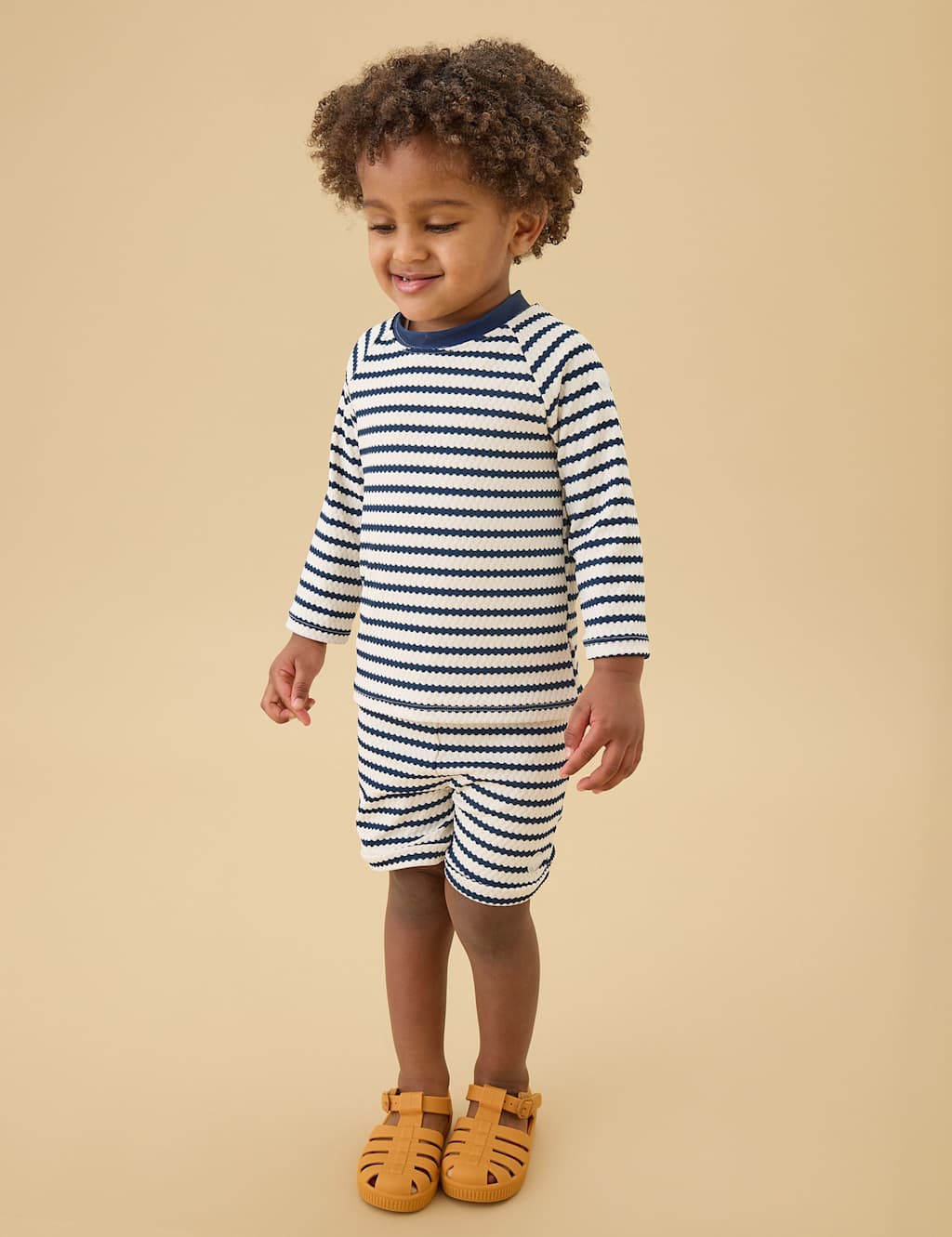 Mori Boys Striped Swim Shorts (0-5 Yrs) - 2-3 Years - Navy Mix - Available at M&S