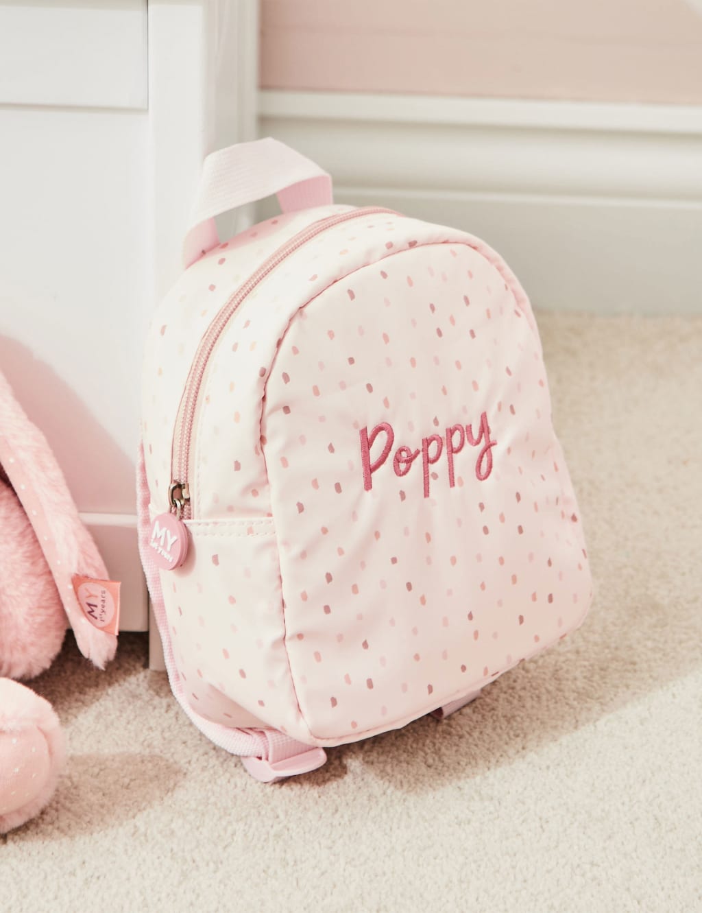 My 1st Years Personalised Polka Dot Tiny Backpack Pink